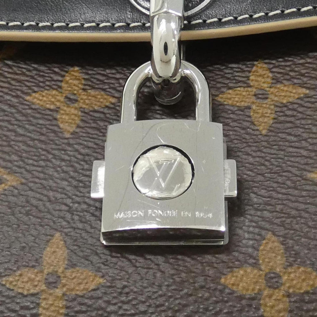 Louis Vuitton Black Brown Coated Canvas Leather Handbag (Pre-Owned)