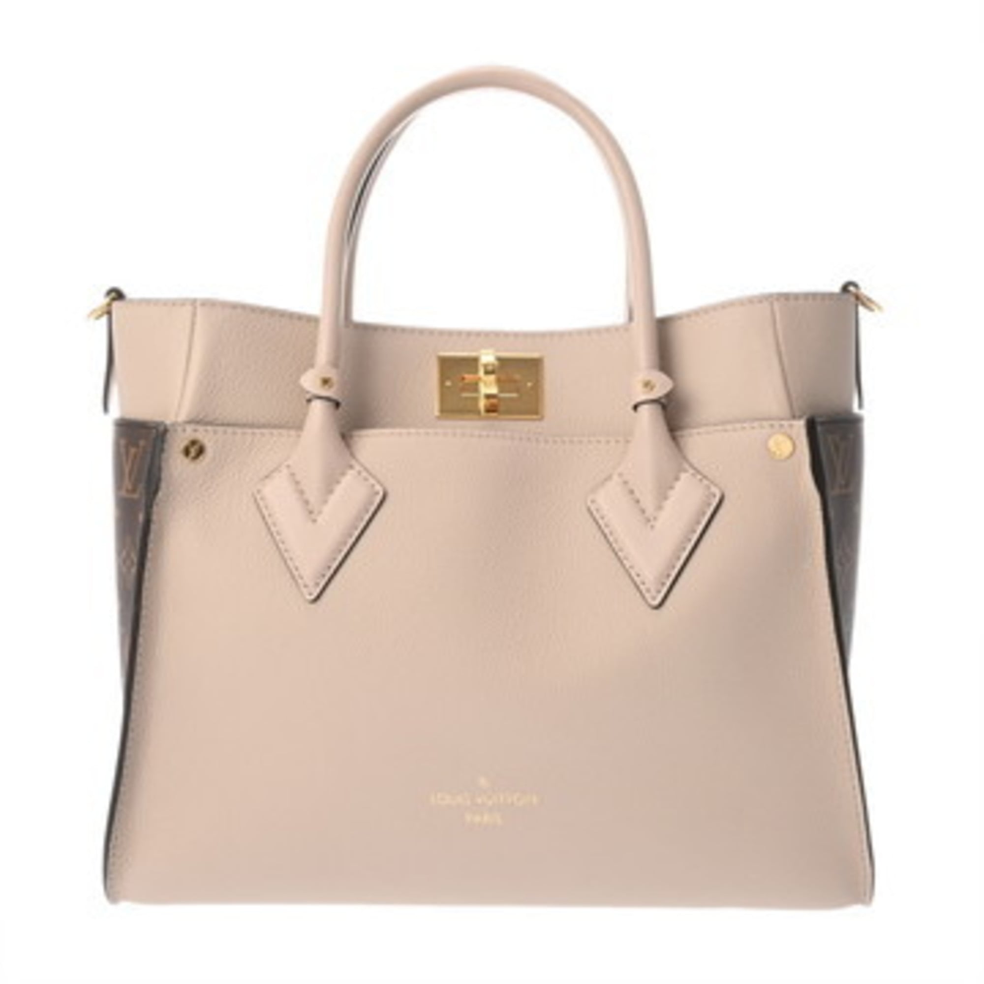 Louis Vuitton Brown Grayish Monogram Canvas Leather Handbag Tote Bag (Pre-Owned)