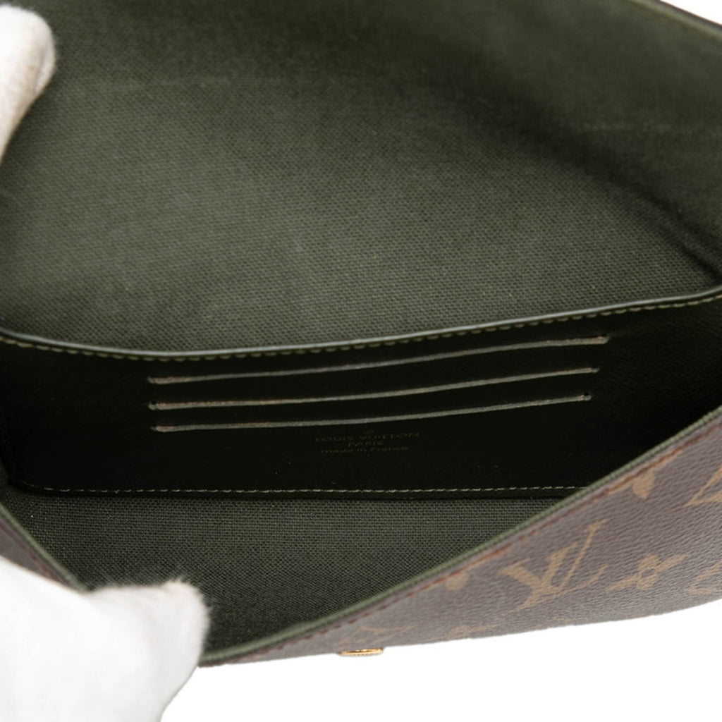 Louis Vuitton Brown Green Khaki Pvc Leather Pochette Shoulder Bag (Pre-Owned)