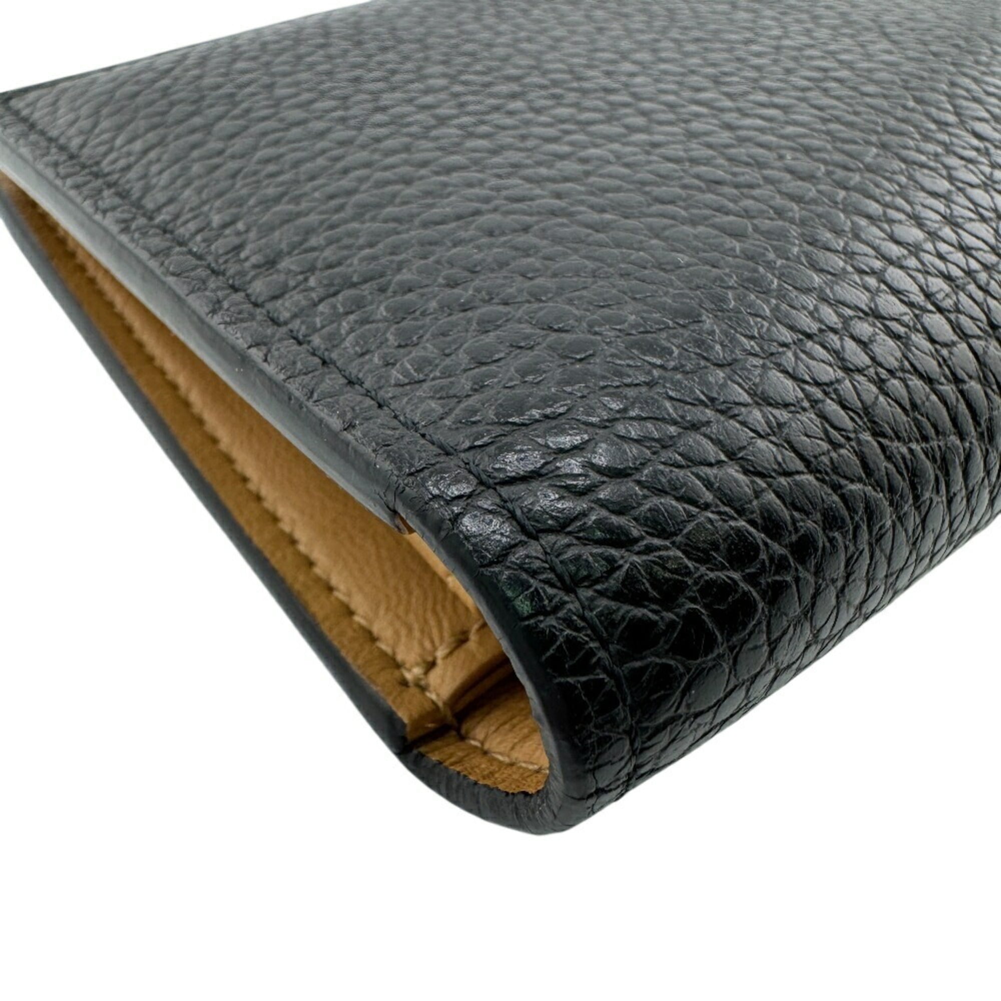 Louis Vuitton Black Leather Long Wallet (Bi-Fold) (Pre-Owned)