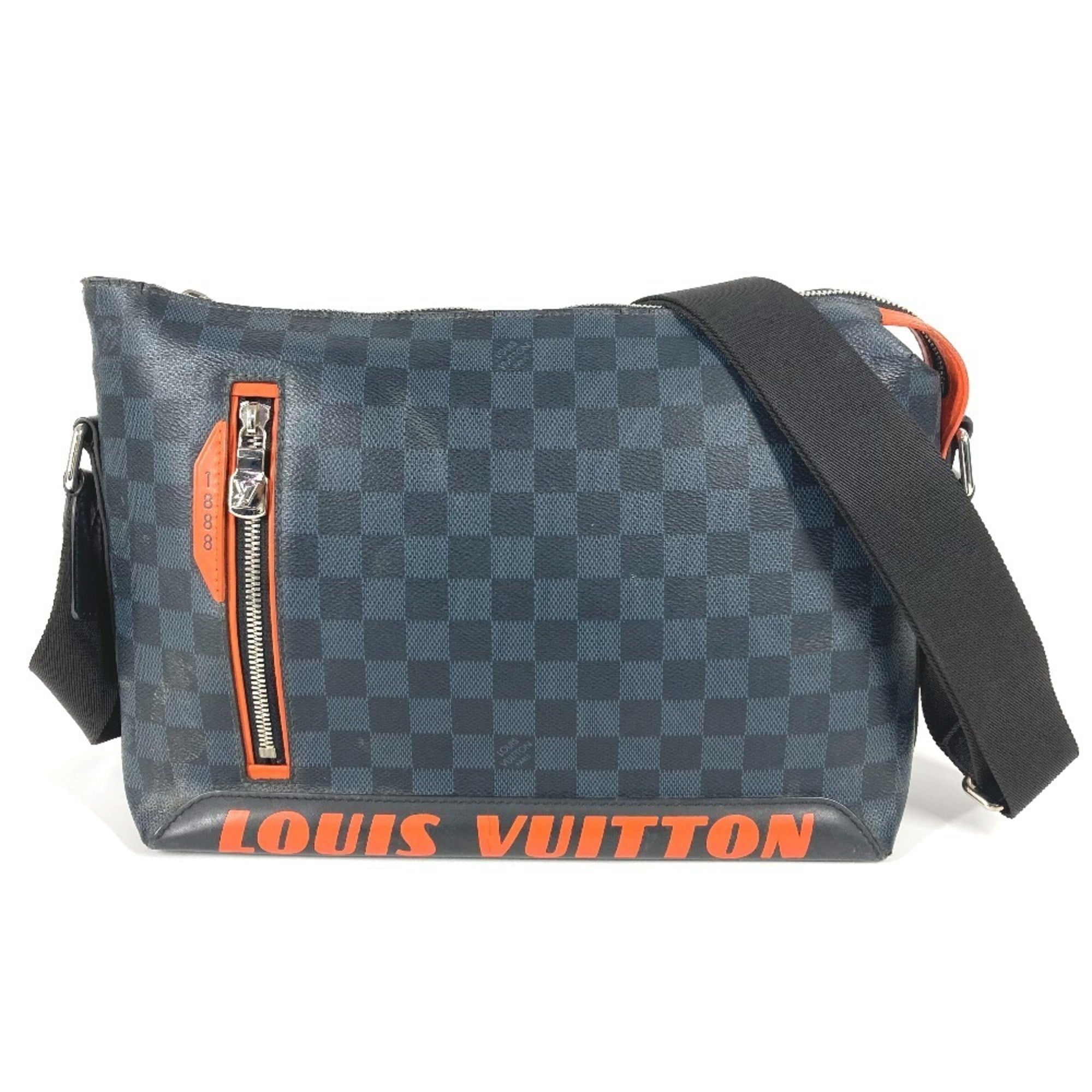 Louis Vuitton Galle Navy Orange Damier Canvas Messenger Bag Shoulder Bag (Pre-Owned)