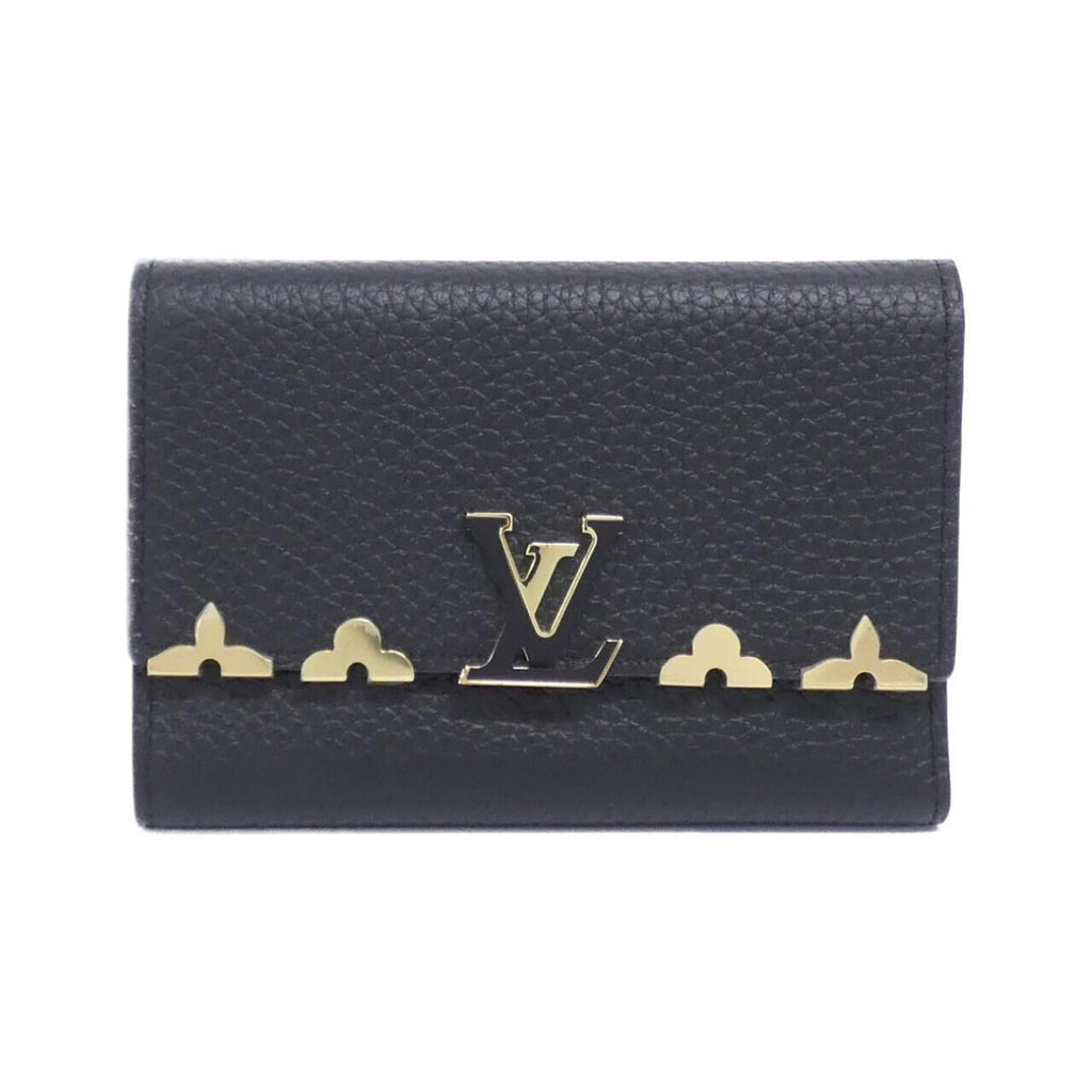 Louis Vuitton Black Leather Wallet (Tri-Fold) (Pre-Owned)
