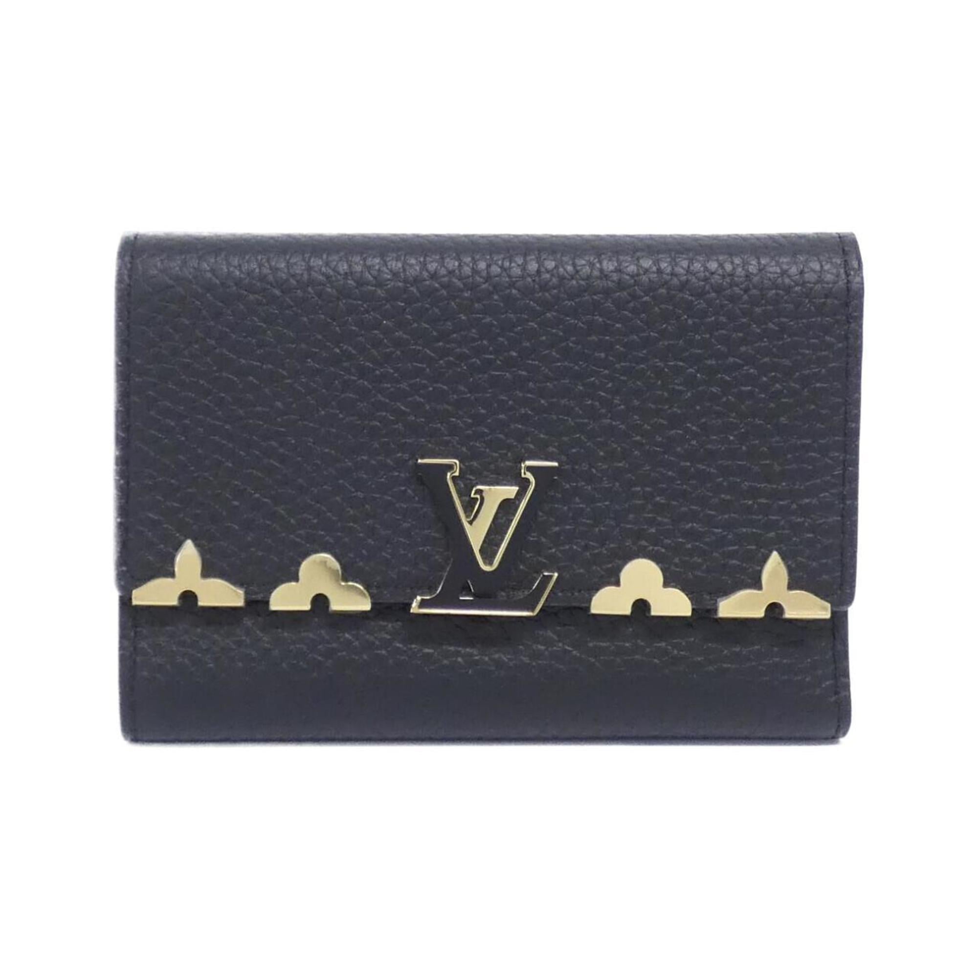 Louis Vuitton Black Leather Wallet (Tri-Fold) (Pre-Owned)