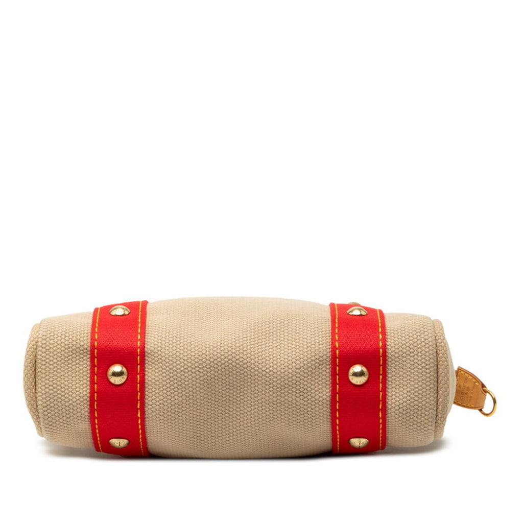 Louis Vuitton Beige Canvas Leather Handbag Tote Bag (Pre-Owned)