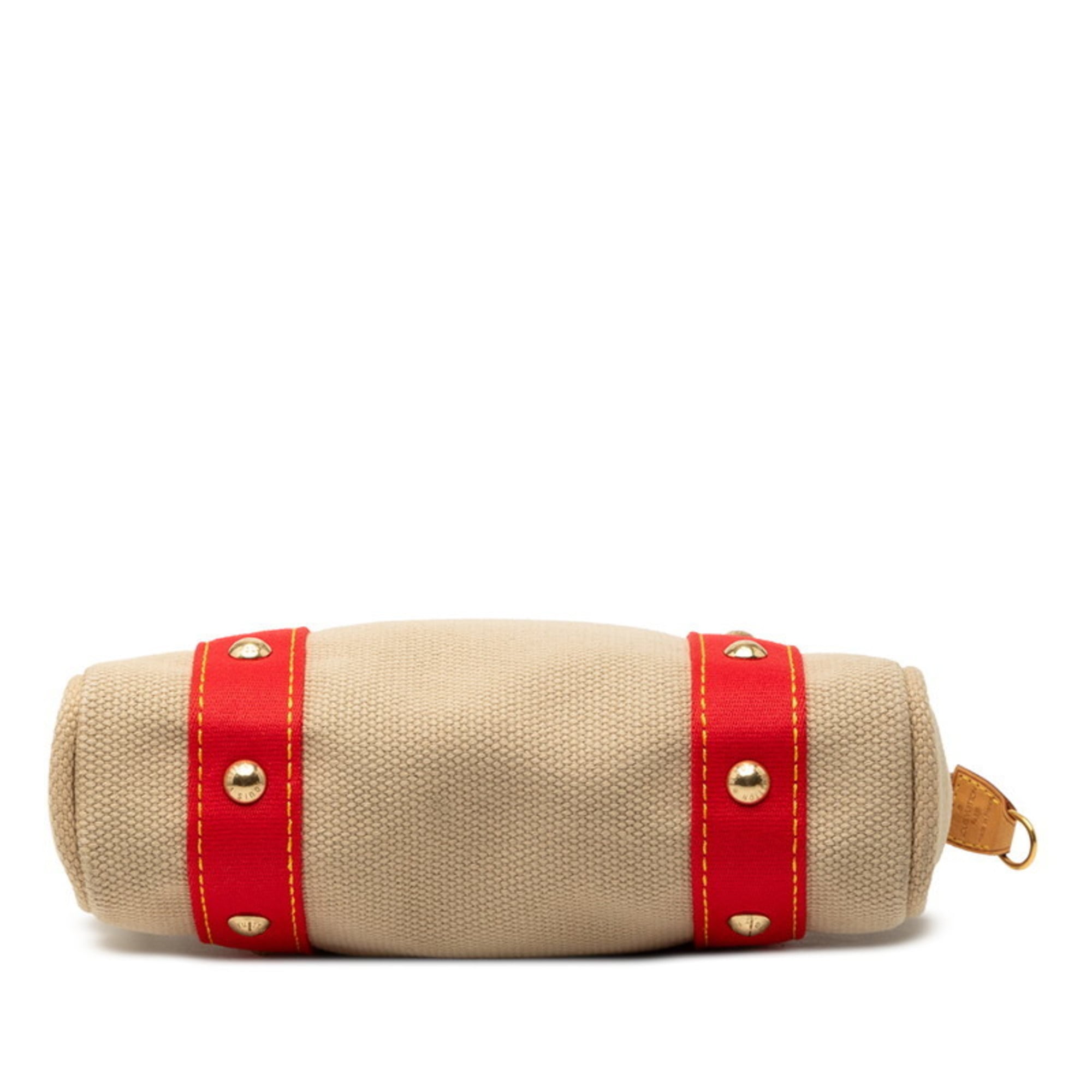 Louis Vuitton Beige Canvas Leather Handbag Tote Bag (Pre-Owned)