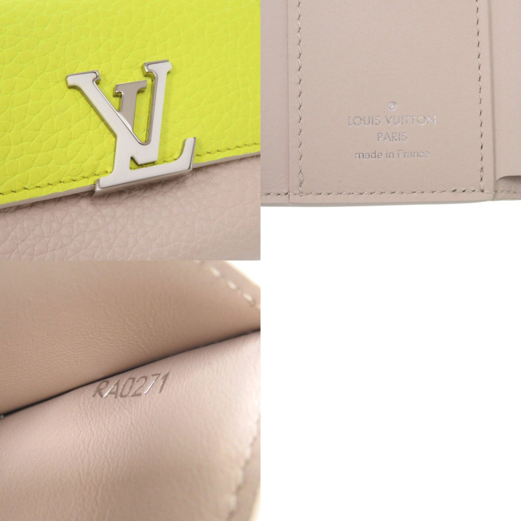 Louis Vuitton Beige Yellow Leather Wallet (Tri-Fold) (Pre-Owned)