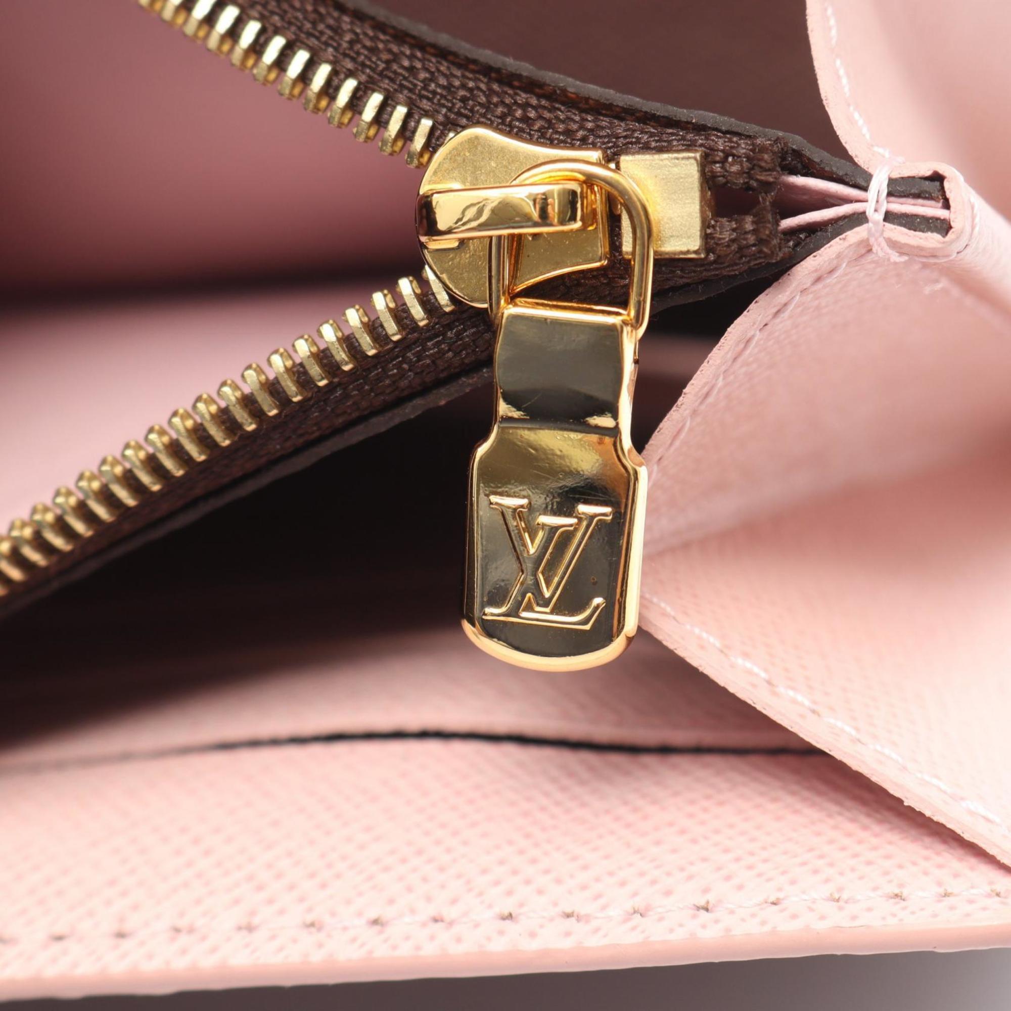 Louis Vuitton Brown Damier Canvas Pink Coated Canvas Long Wallet (Bi-Fold) (Pre-Owned)