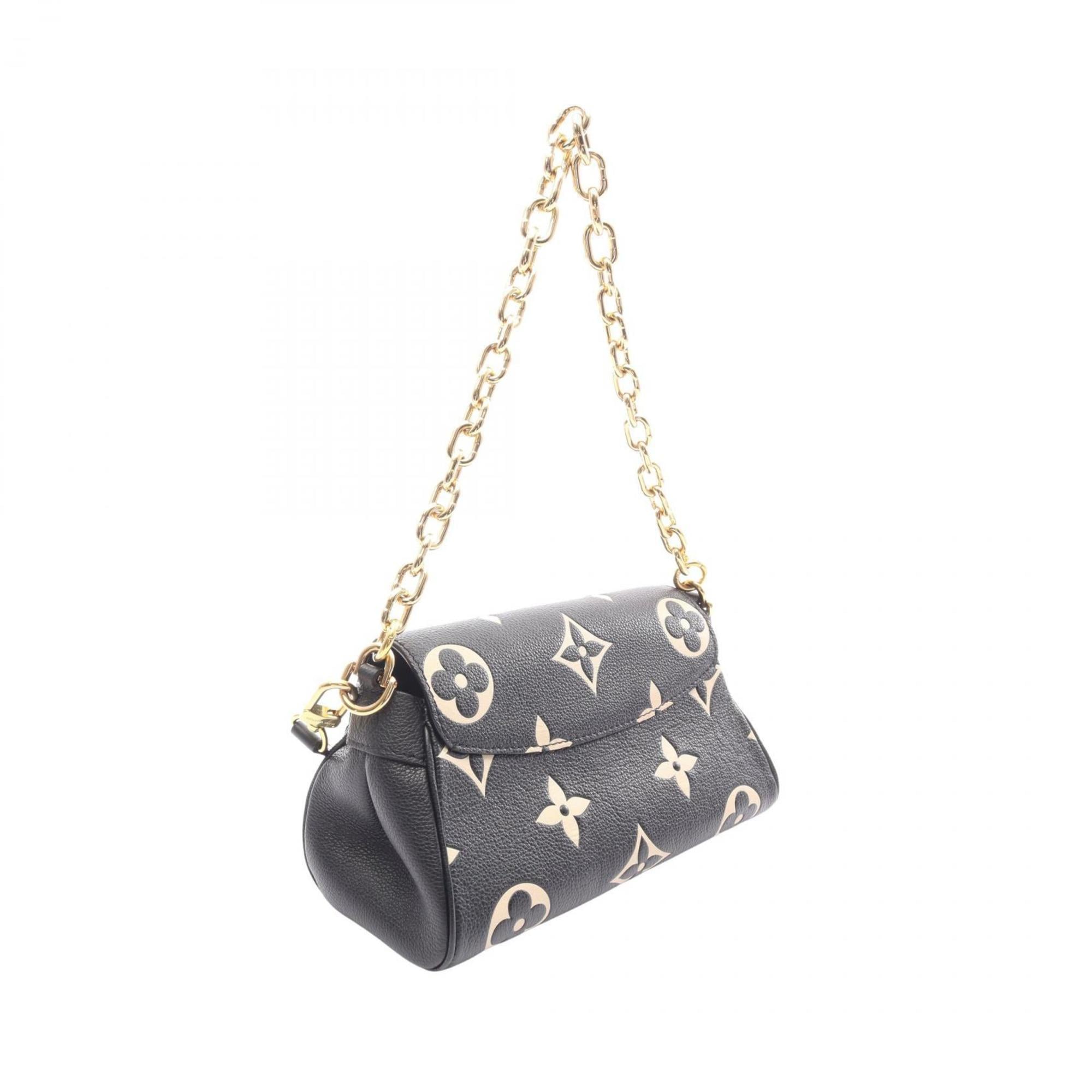 Louis Vuitton Beige Black Leather Handbag (Pre-Owned)