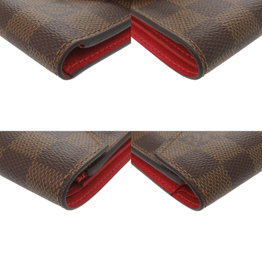 Louis Vuitton Brown Damier Canvas Red Color Damier Canvas Wallet (Tri-Fold) (Pre-Owned)