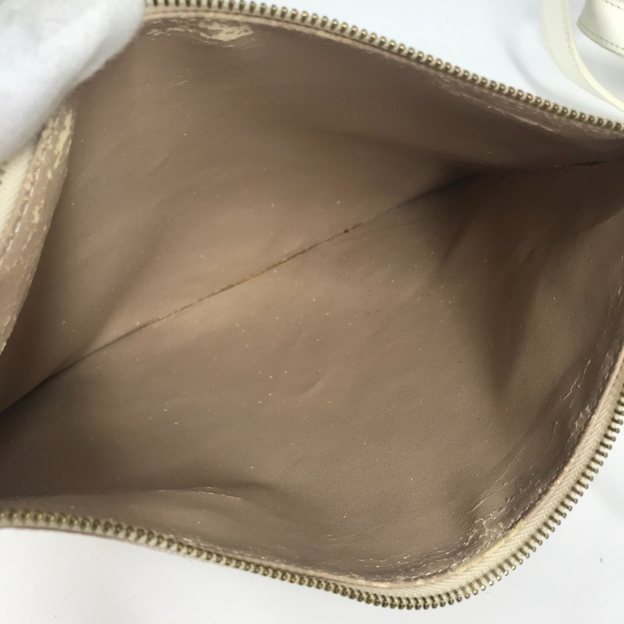 Louis Vuitton Beige White Canvas Leather Shoulder Bag Tote Bag (Pre-Owned)