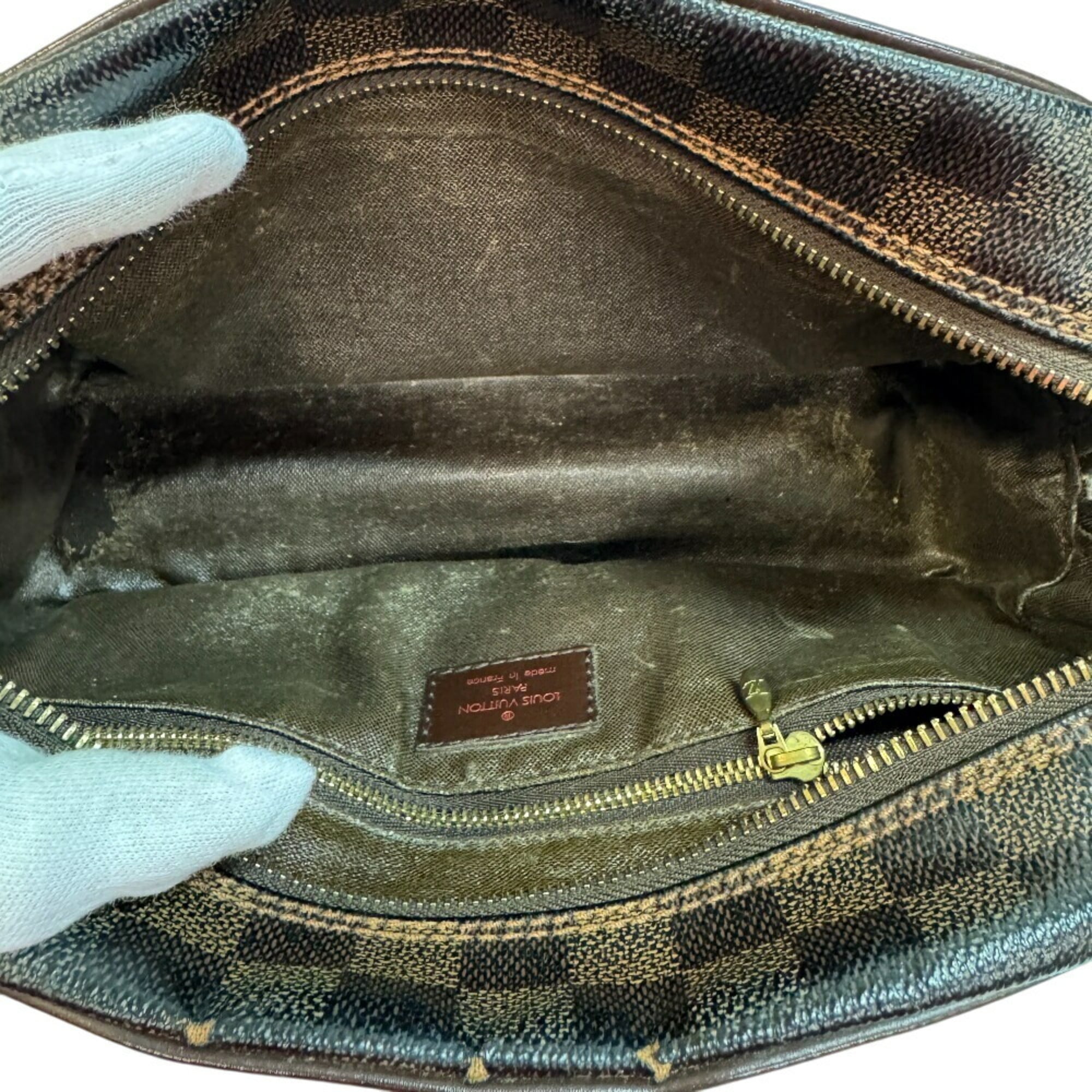 Louis Vuitton Damier Brown Leather Clutch Bag (Pre-Owned)
