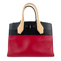 Louis Vuitton Beige Black Red Color Leather Handbag Shoulder Bag (Pre-Owned)