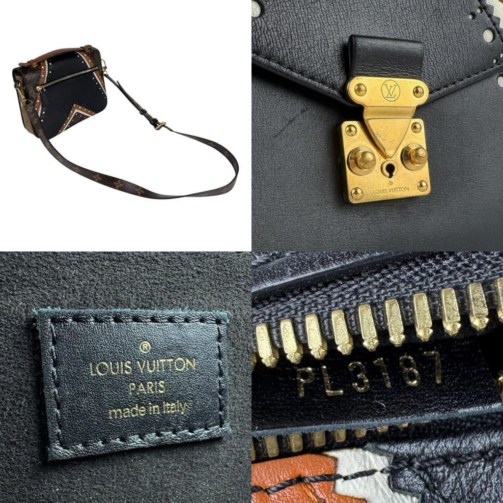Louis Vuitton Black Brown Monogram Leather Handbag Pochette Shoulder Bag (Pre-Owned)