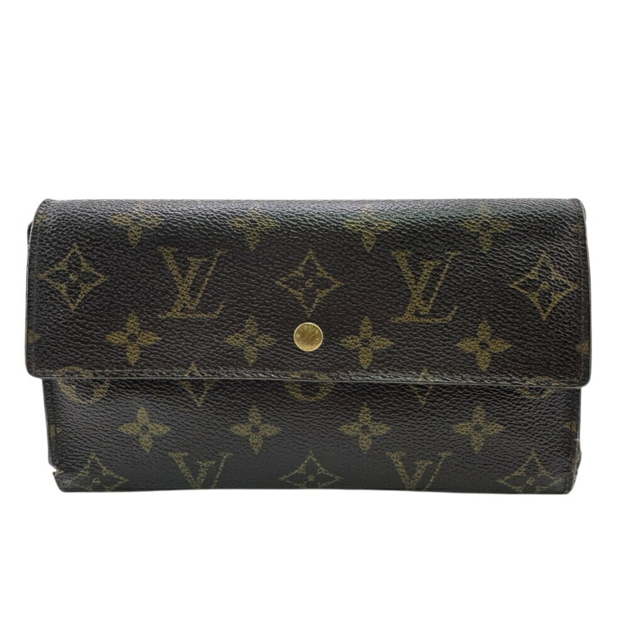 Louis Vuitton Brown Leather Long Wallet (Tri-Fold) (Pre-Owned)