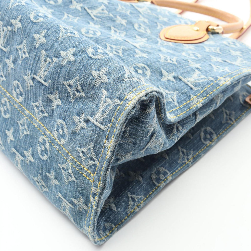 Louis Vuitton Blue Monogram Denim Denim Leather Tote Bag (Pre-Owned)