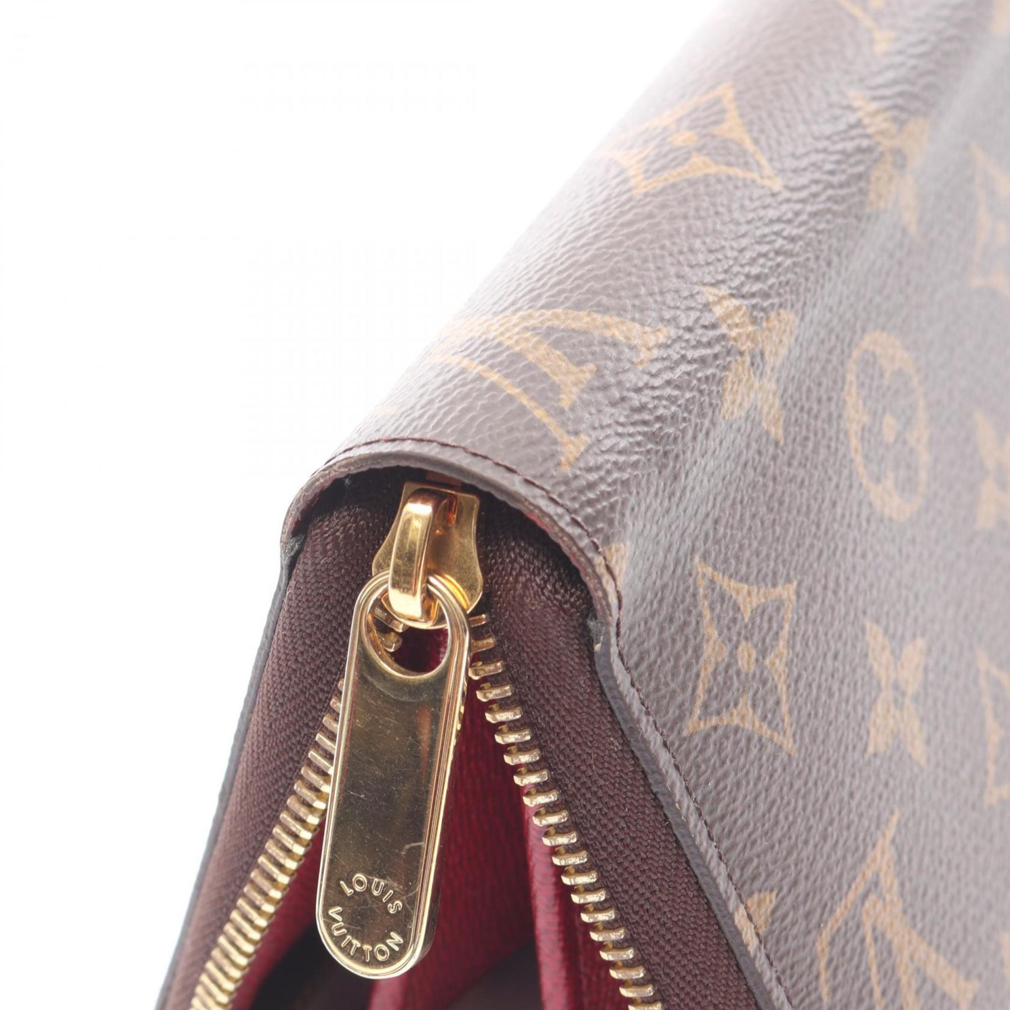 Louis Vuitton Brown Fuchsia Pink Coated Canvas Long Wallet (Bi-Fold) (Pre-Owned)