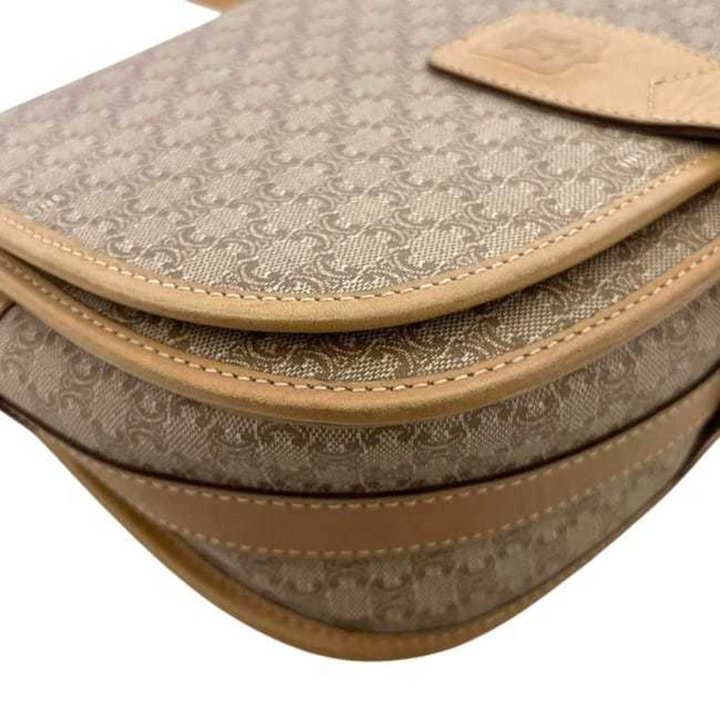 Vintage Saddle Flap Shoulder Bag Macadam Coated Canvas Small