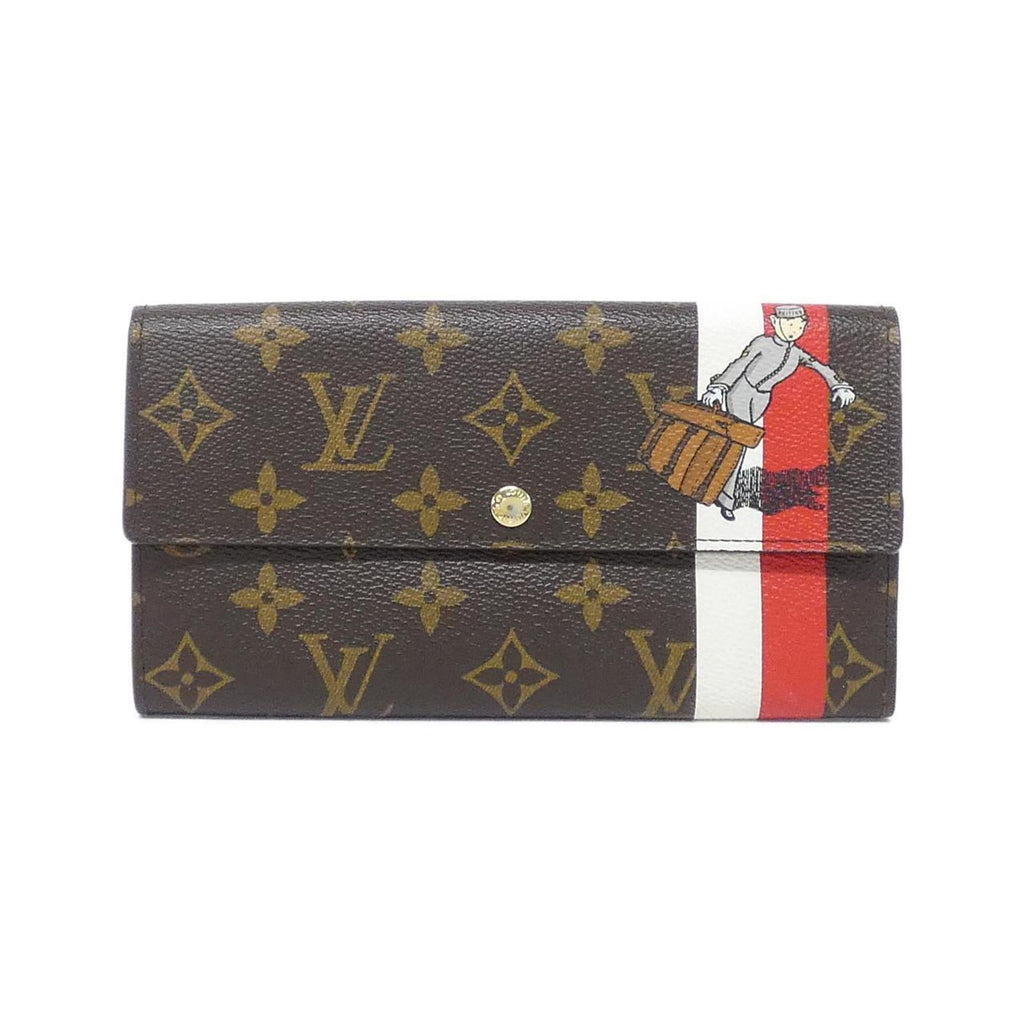 Louis Vuitton Marron Red Color Coated Canvas Long Wallet (Bi-Fold) (Pre-Owned)