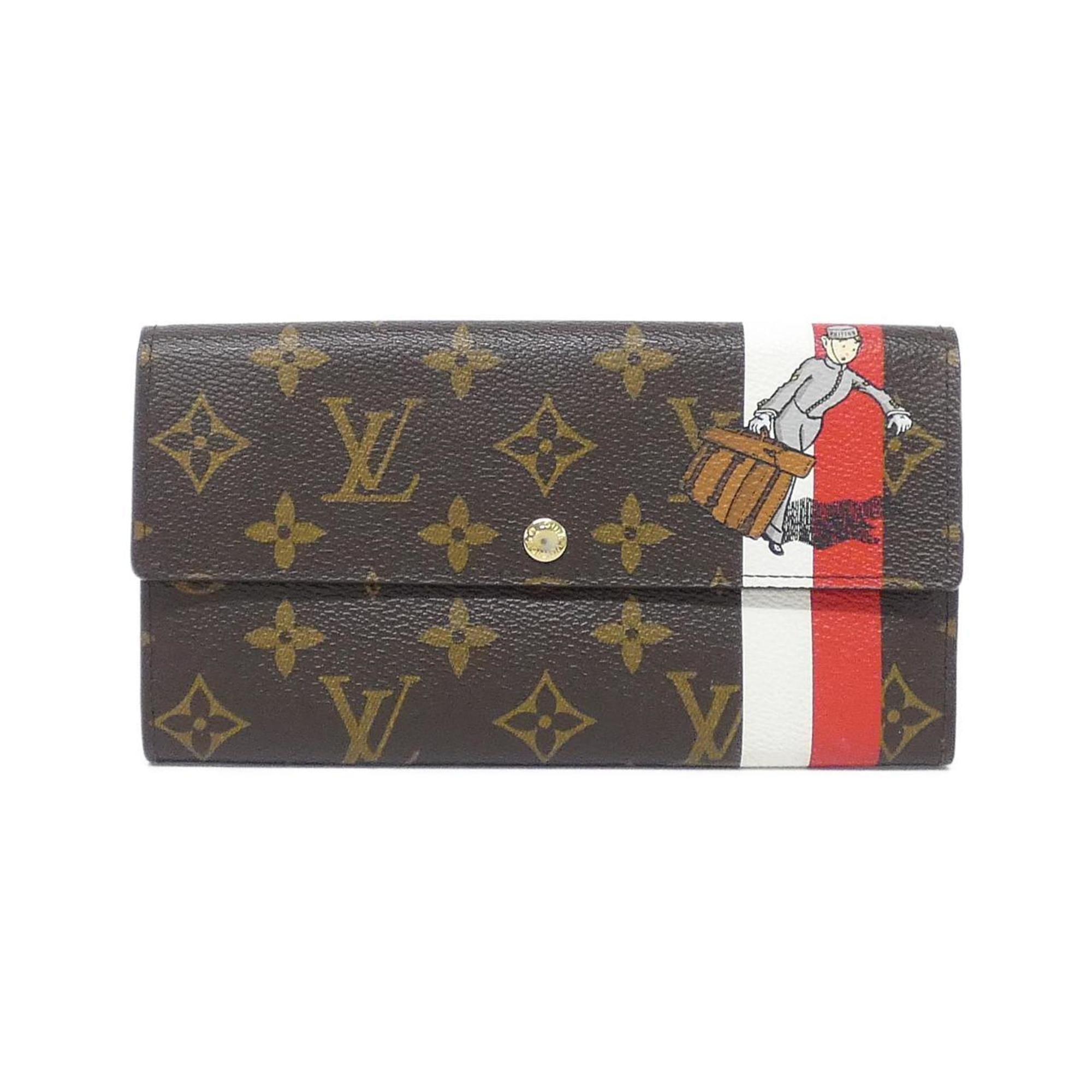 Louis Vuitton Marron Red Color Coated Canvas Long Wallet (Bi-Fold) (Pre-Owned)