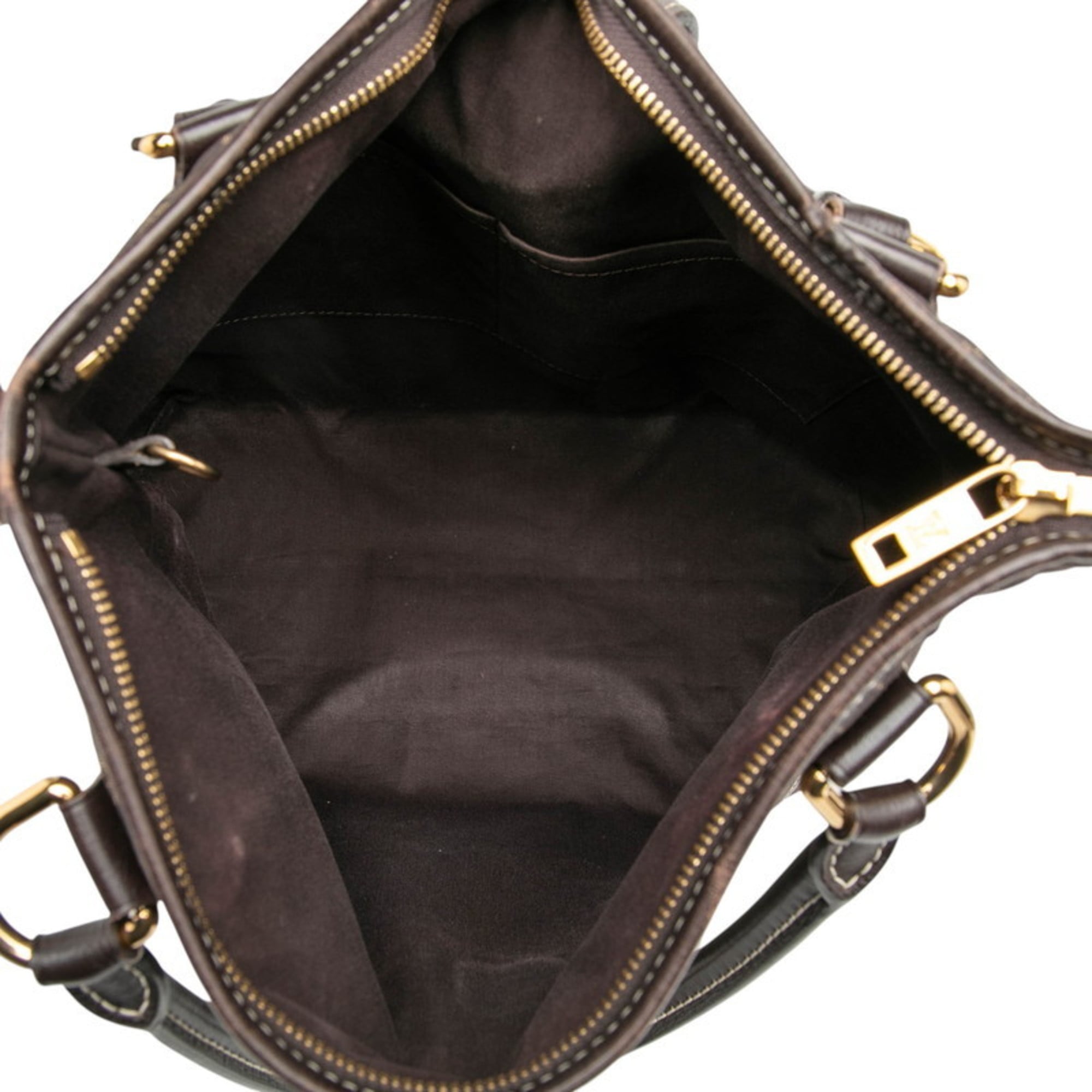 Louis Vuitton Brown Canvas Leather Shoulder Bag Tote Bag (Pre-Owned)
