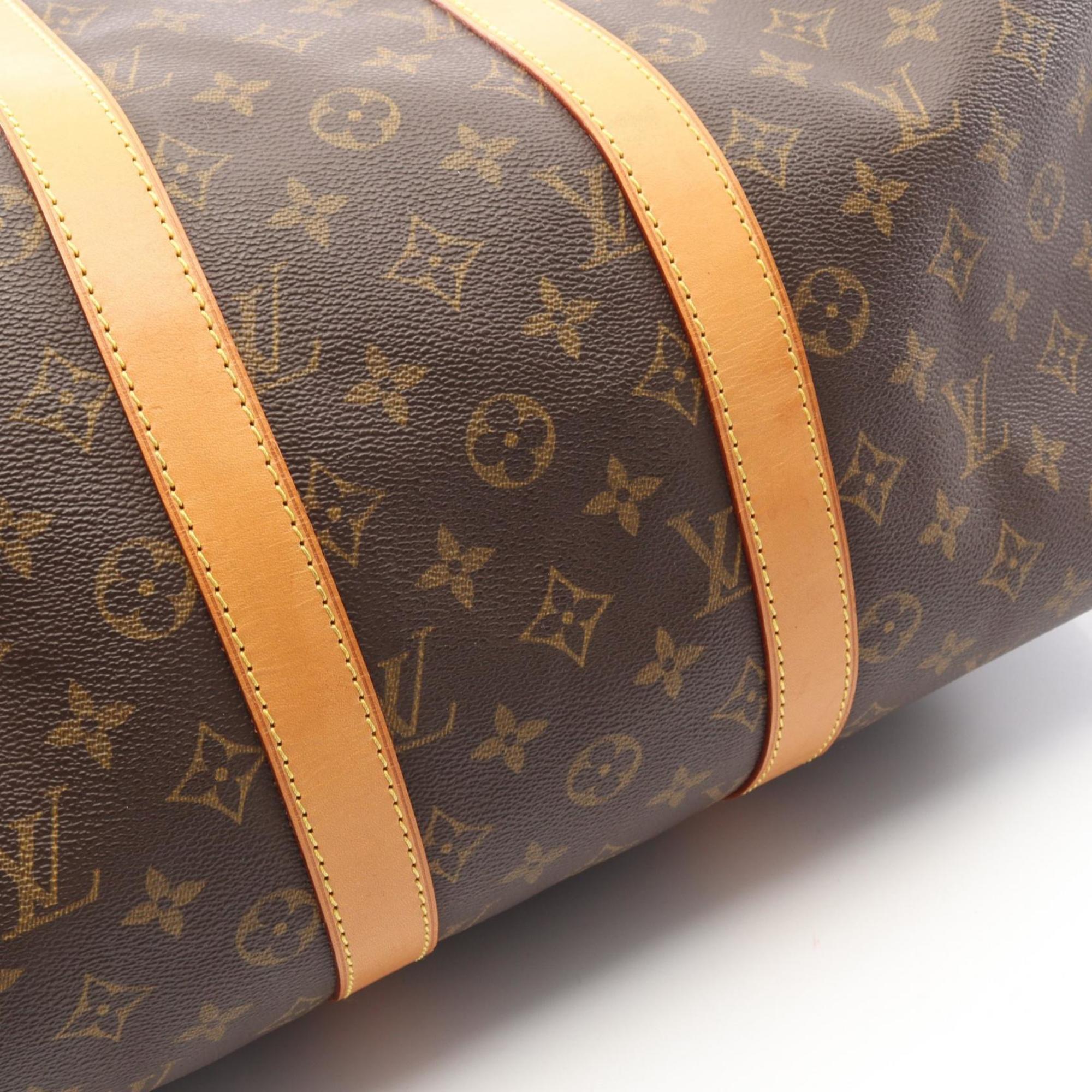 Louis Vuitton Brown Coated Canvas Leather Boston Bag (Pre-Owned)