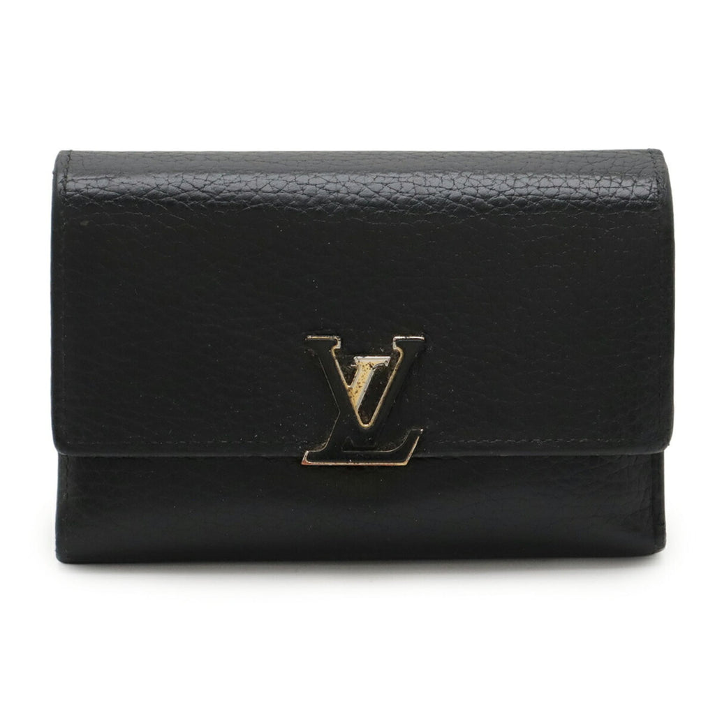 Louis Vuitton Black Galle Hot Pink Noir Leather Wallet (Tri-Fold) (Pre-Owned)