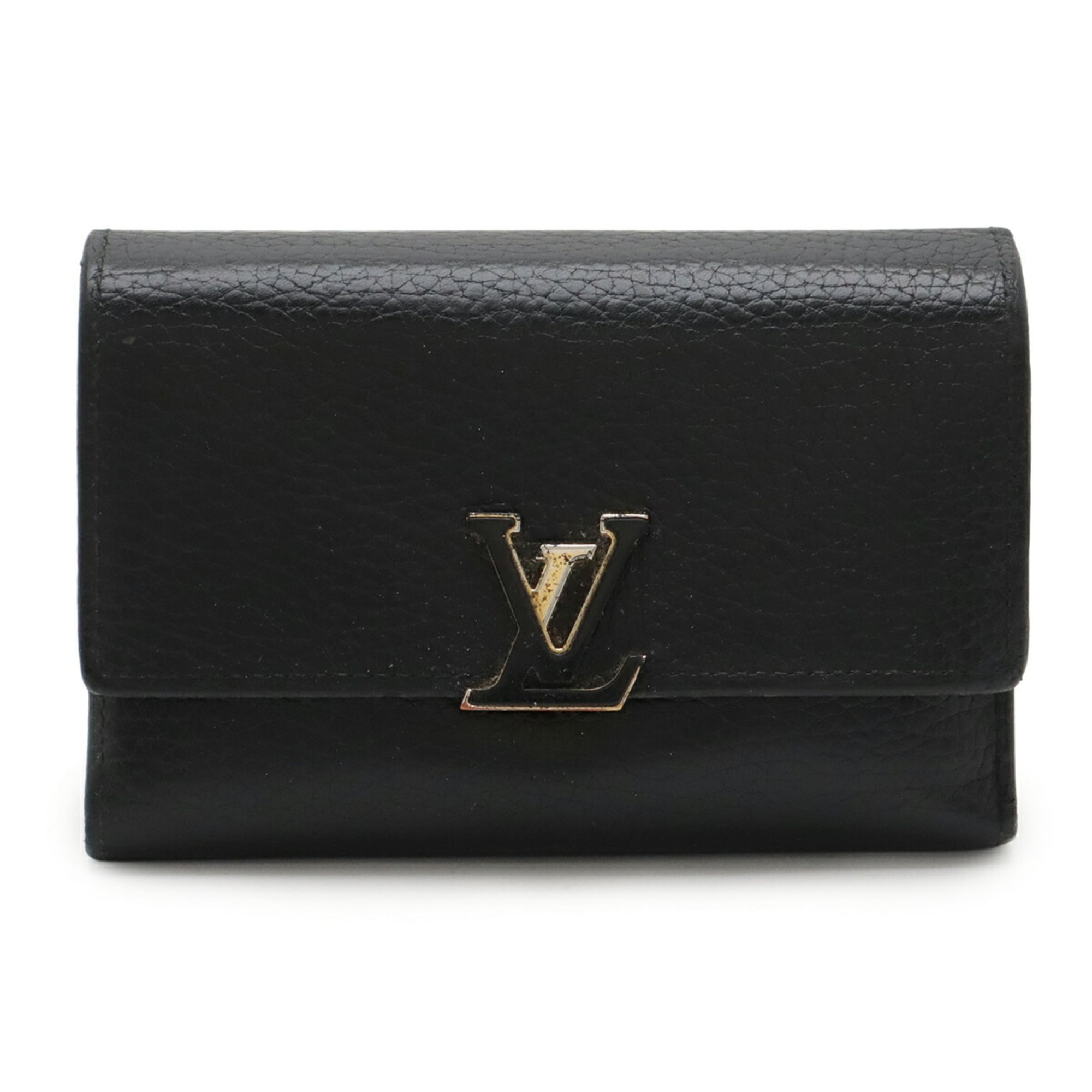 Louis Vuitton Black Galle Hot Pink Noir Leather Wallet (Tri-Fold) (Pre-Owned)