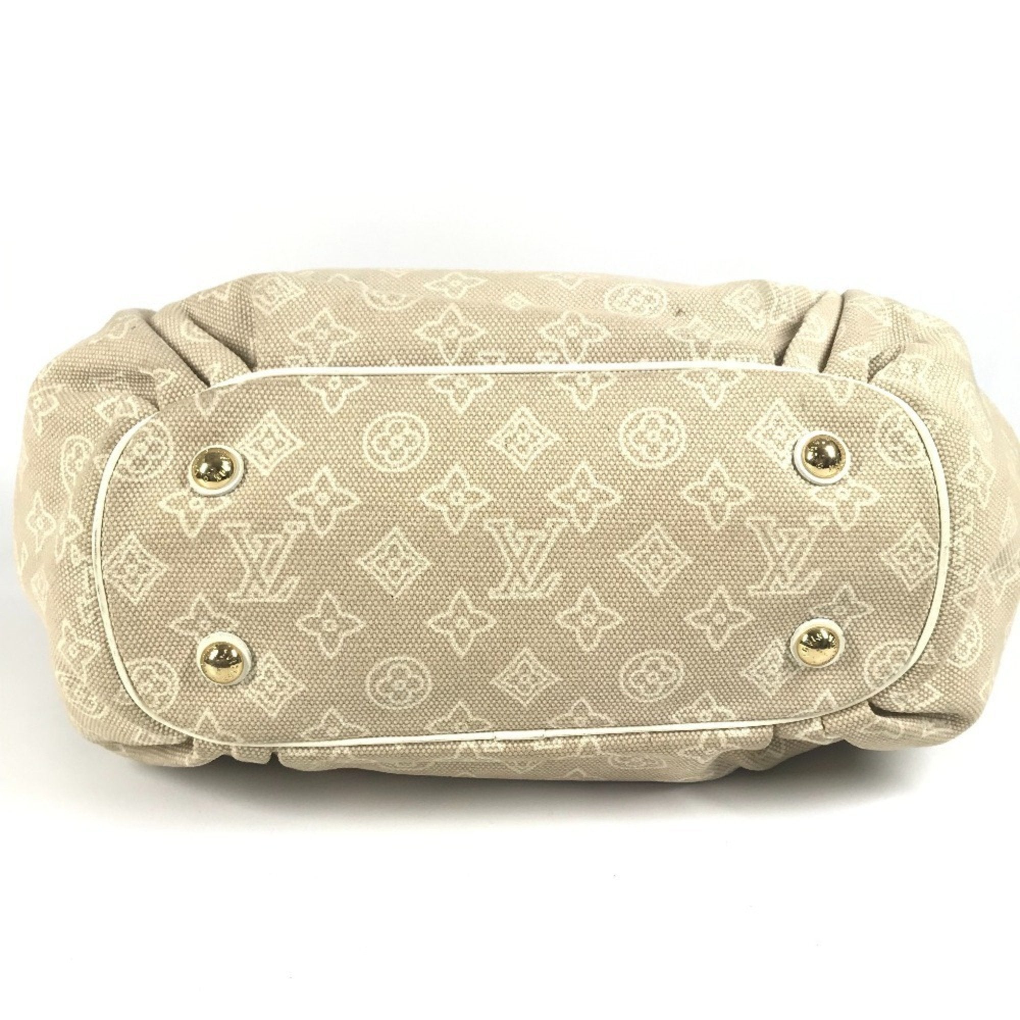 Louis Vuitton Beige White Canvas Leather Shoulder Bag Tote Bag (Pre-Owned)