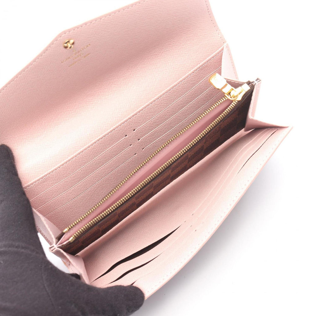 Louis Vuitton Brown Damier Canvas Pink Coated Canvas Long Wallet (Bi-Fold) (Pre-Owned)