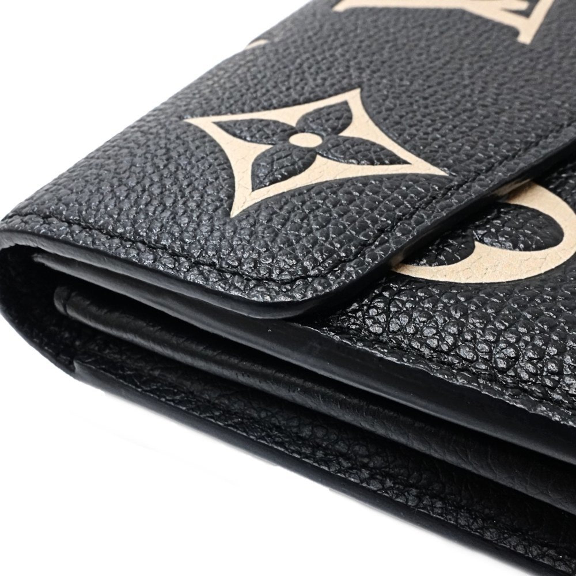 Louis Vuitton Beige Black Monogram Empreinte Long Wallet (Bi-Fold) (Pre-Owned)