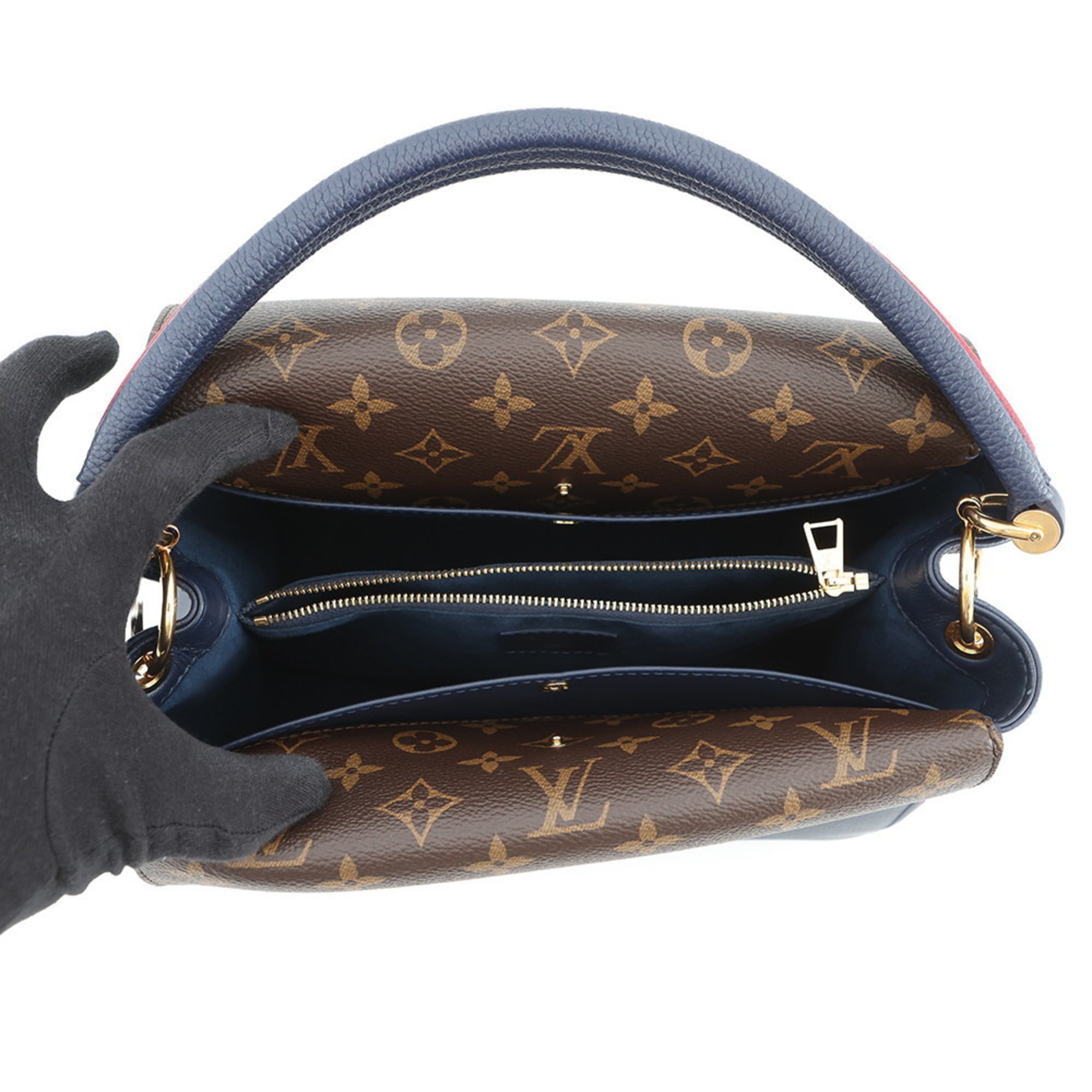Louis Vuitton Monogram Navy Blue Leather Handbag (Pre-Owned)