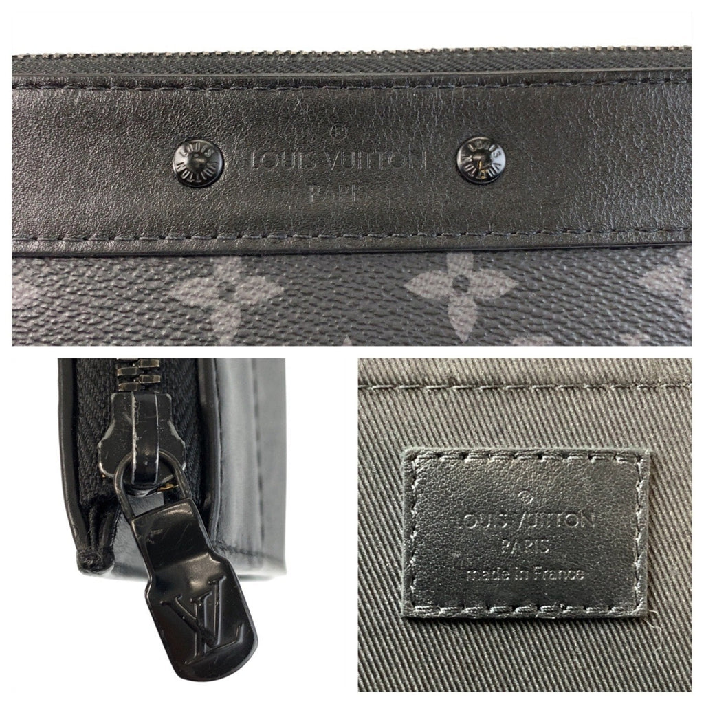 Louis Vuitton Black Gray Pvc Leather Clutch Bag Pochette (Pre-Owned)