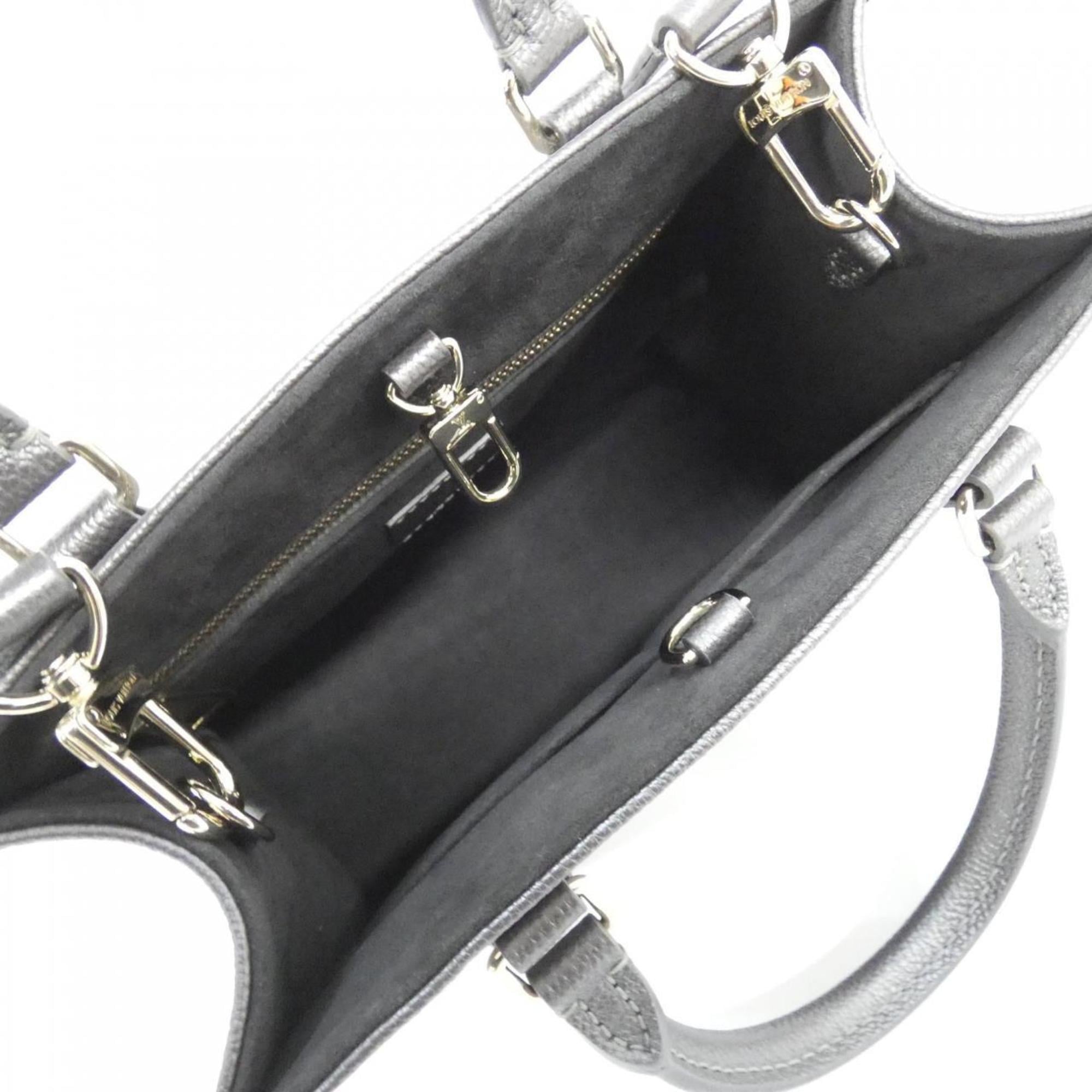 Louis Vuitton Gunmetal Silver Leather Handbag (Pre-Owned)