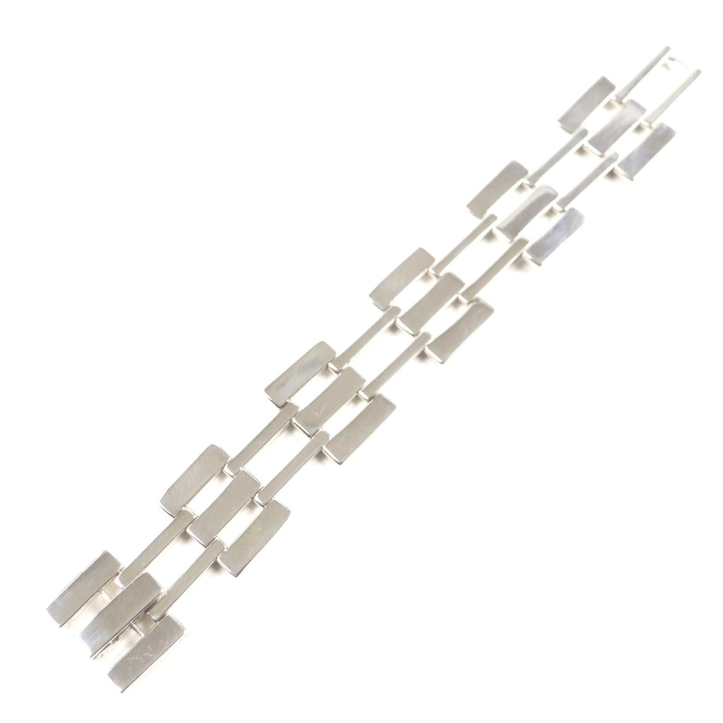 Vintage Heavy Gate Link Bracelet Sterling Silver