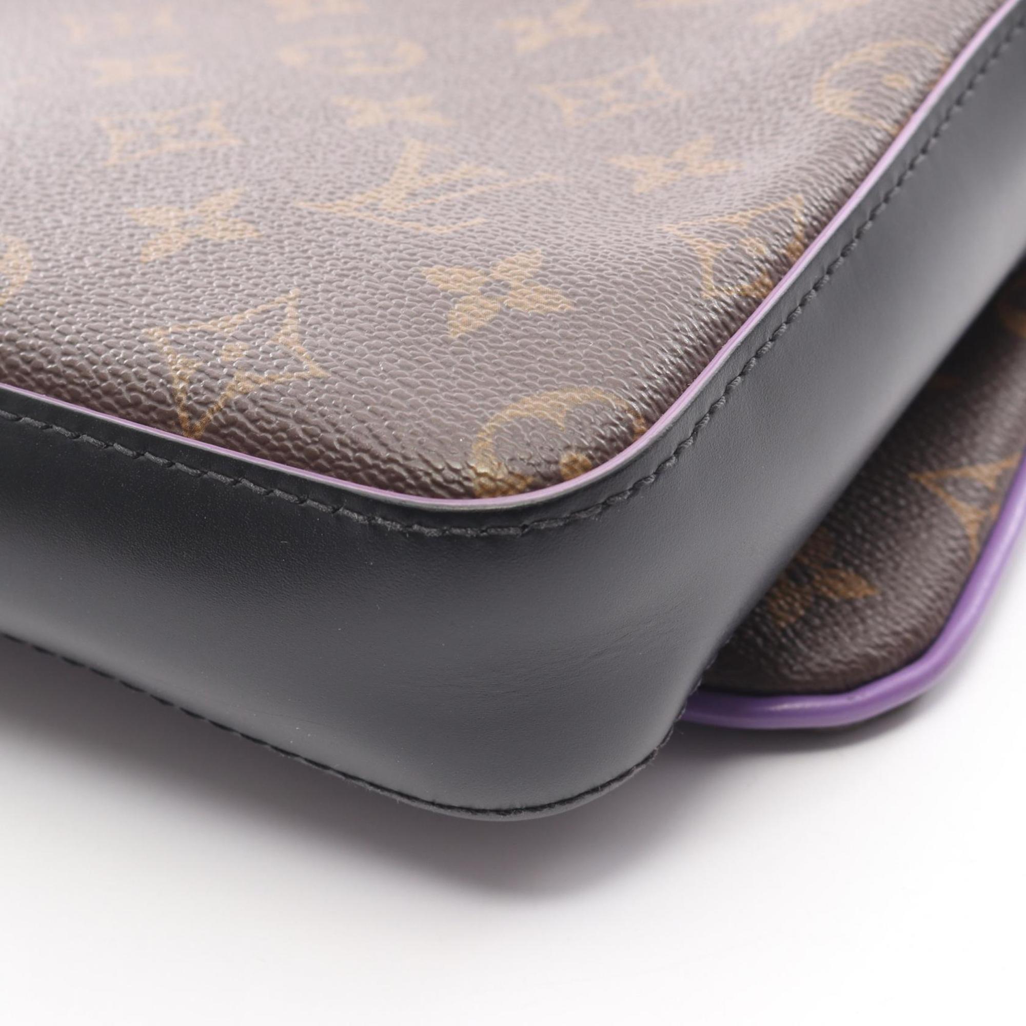 Louis Vuitton Black Brown Monogram Macassar Purple Coated Canvas Shoulder Bag (Pre-Owned)