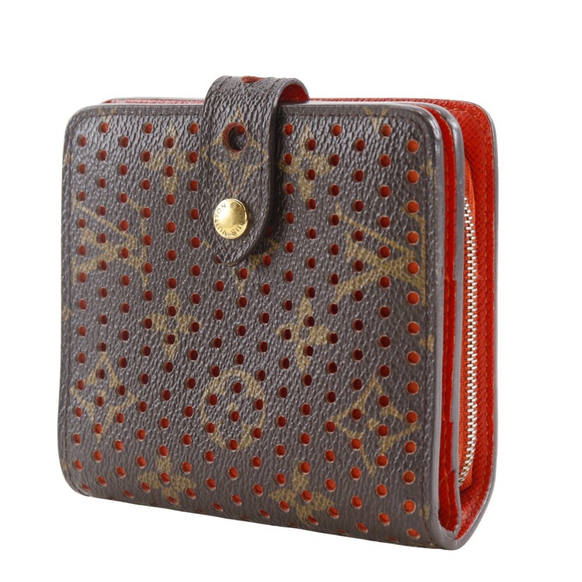 Louis Vuitton Lv Orange Orange Monogram Perforated Wallet (Bi-Fold) (Pre-Owned)