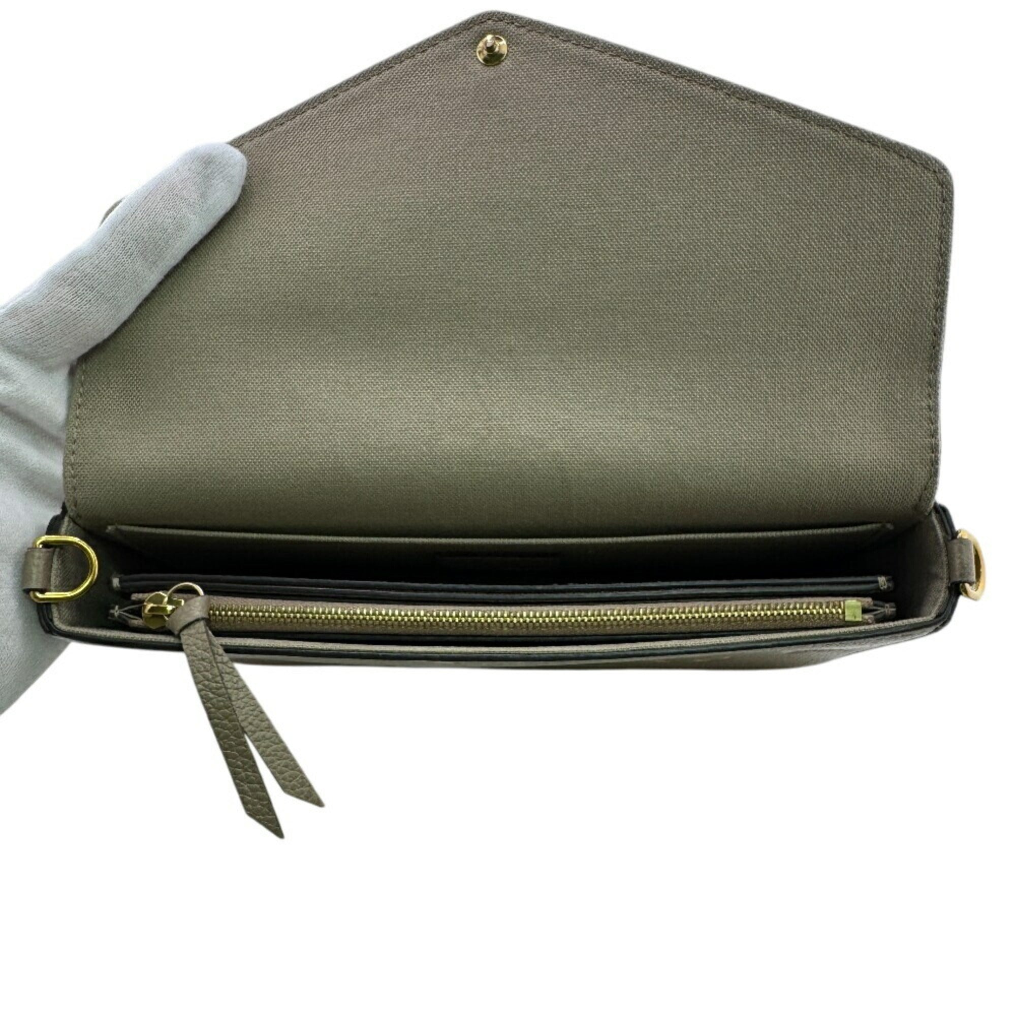 Louis Vuitton Gray Grayish Leather Pochette Shoulder Bag (Pre-Owned)
