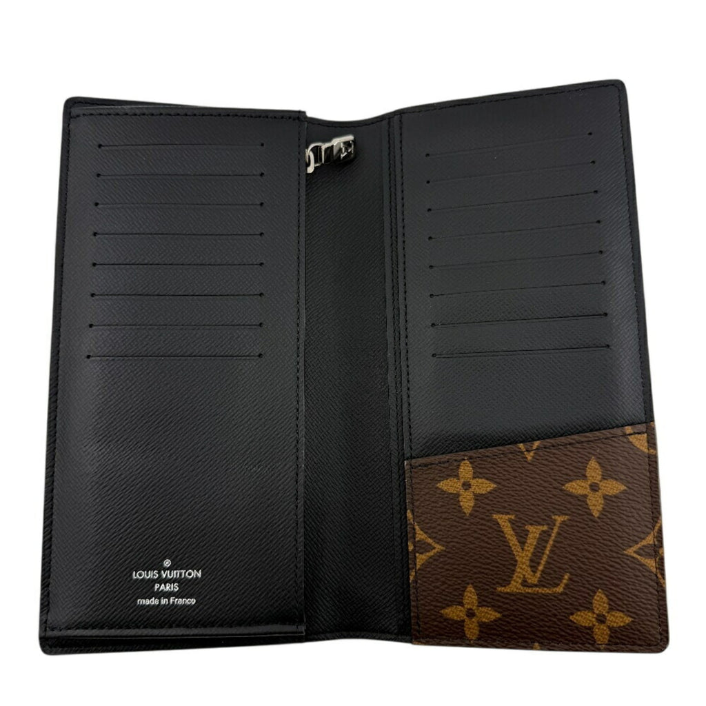 Louis Vuitton Monogram Macassar Brown Leather Long Wallet (Bi-Fold) (Pre-Owned)