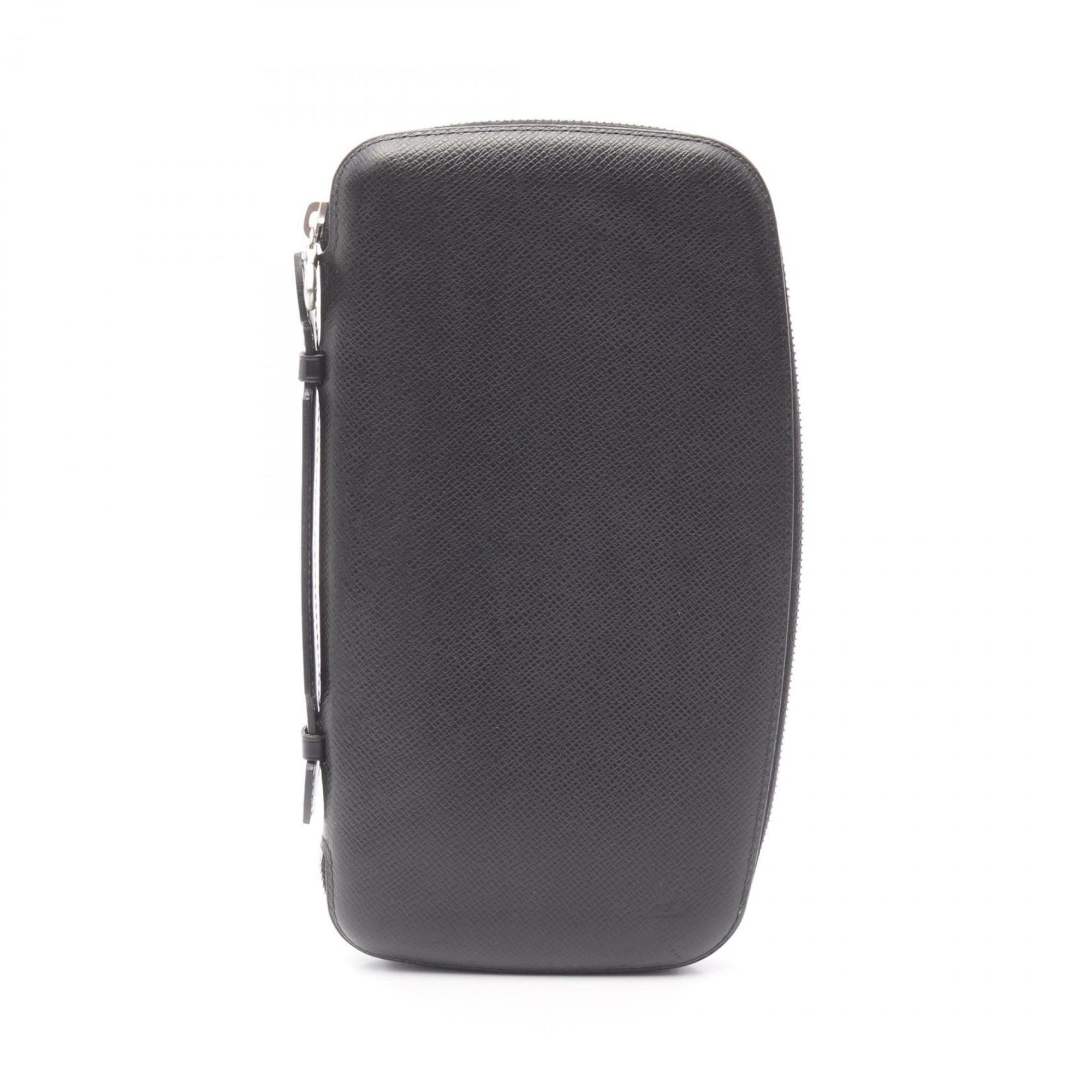 Louis Vuitton Black Leather Long Wallet (Bi-Fold) (Pre-Owned)