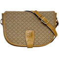 Vintage Saddle Flap Shoulder Bag Macadam Coated Canvas Small