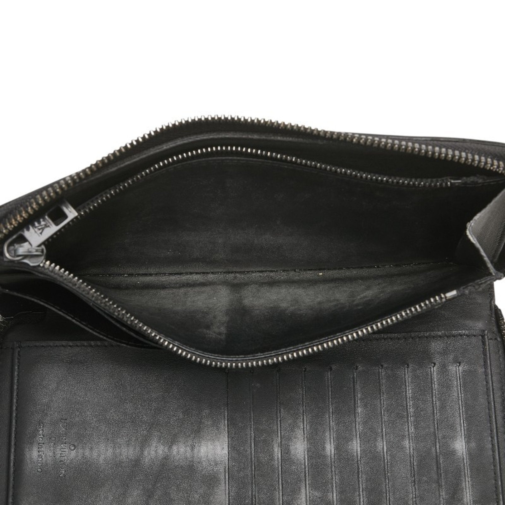 Louis Vuitton Black Noir Leather Long Wallet (Bi-Fold) (Pre-Owned)