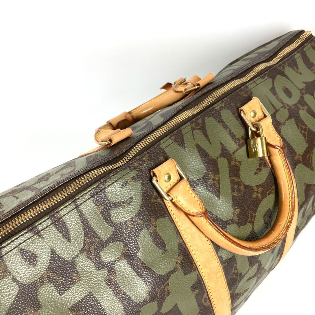 Louis Vuitton Monogram Graffiti Brown Khaki Monogram Graffiti Boston Bag Handbag (Pre-Owned)