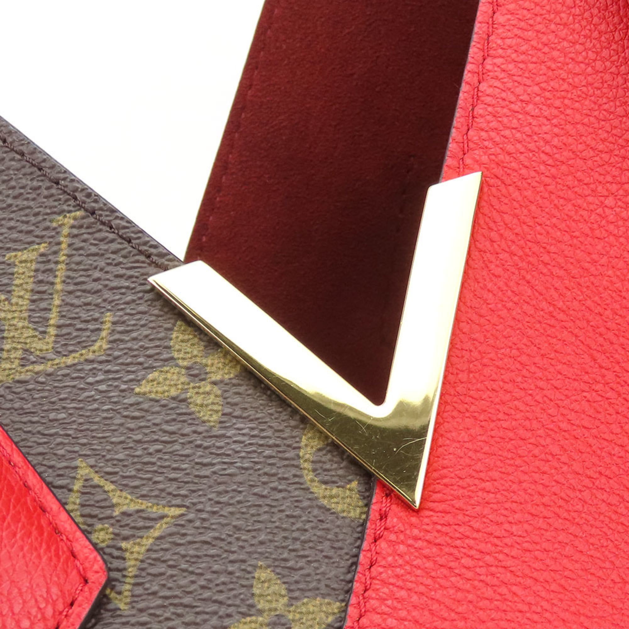 Louis Vuitton Monogram Cerise Red Brown Monogram Leather Tote Bag (Pre-Owned)