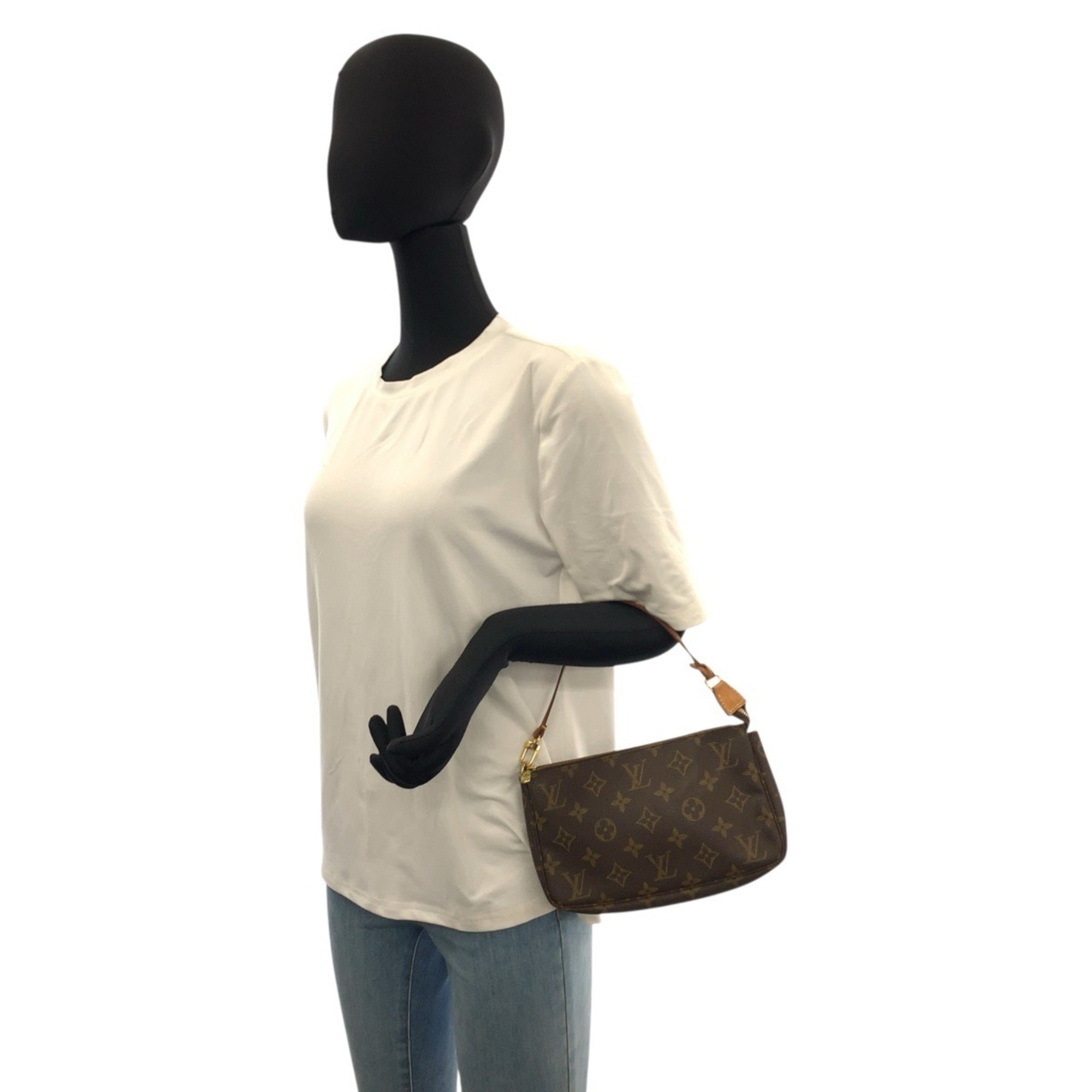 Louis Vuitton Brown Pvc Leather Handbag Pochette Pouch (Pre-Owned)