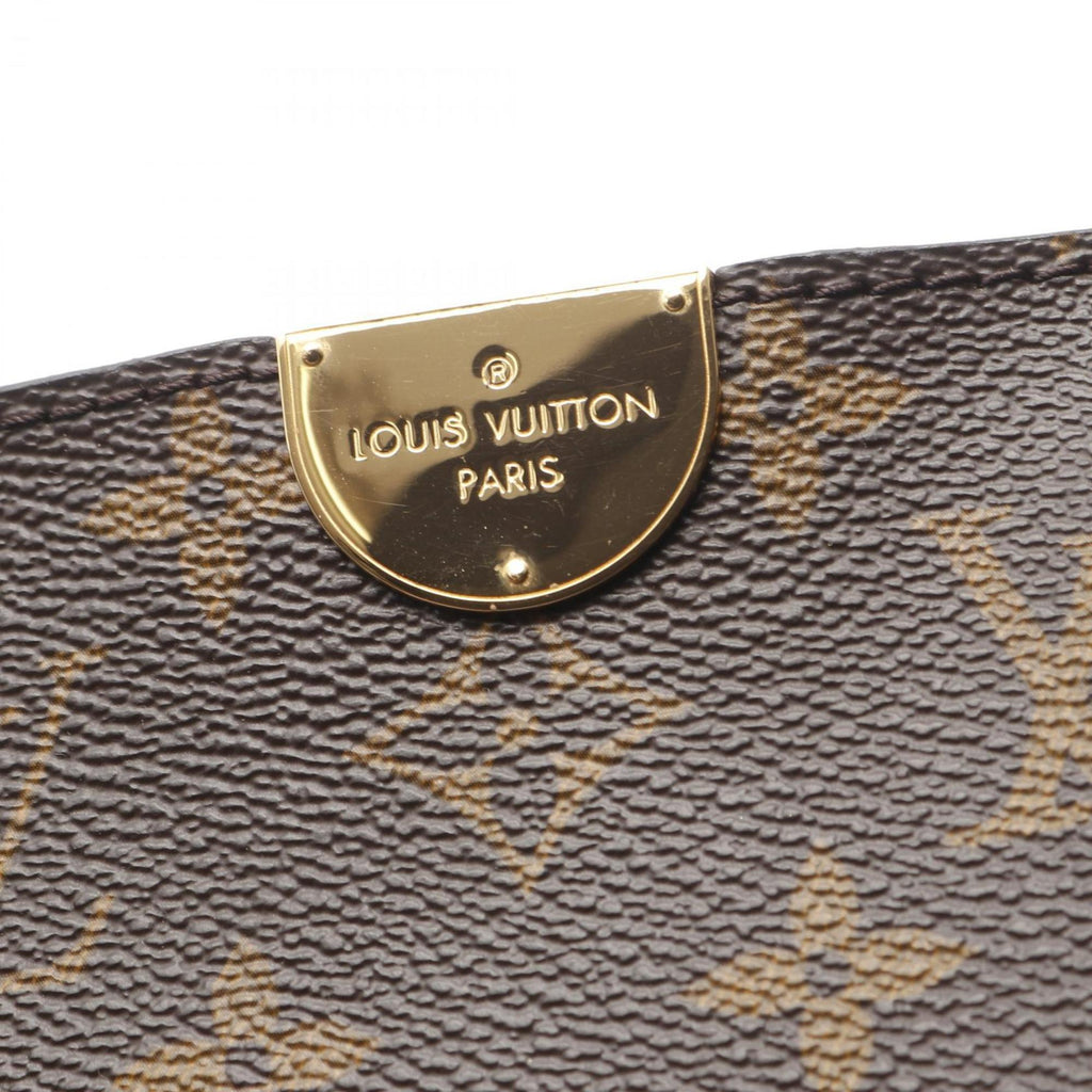 Louis Vuitton Black Brown Monogram Coated Canvas Leather Tote Bag (Pre-Owned)