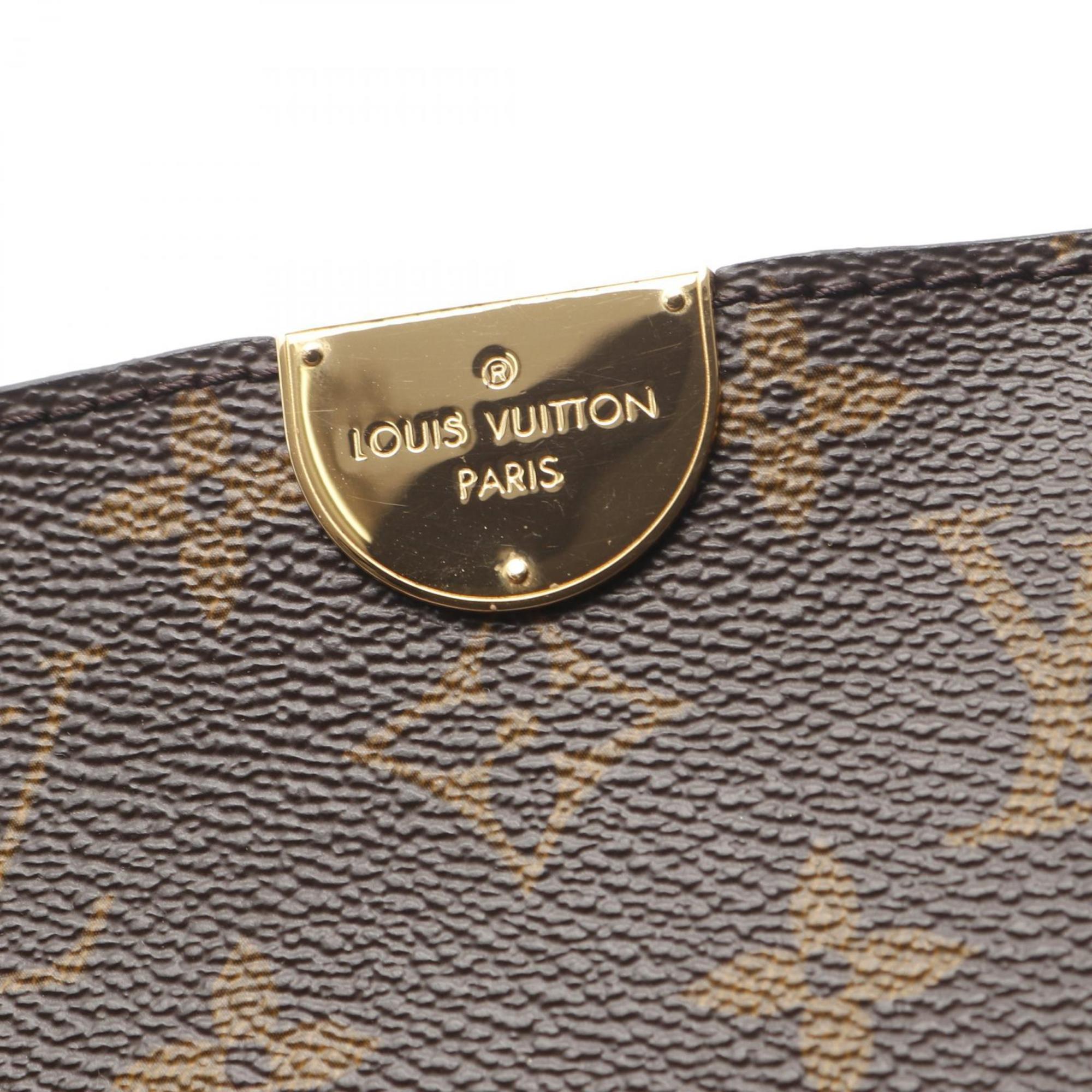 Louis Vuitton Black Brown Monogram Coated Canvas Leather Tote Bag (Pre-Owned)