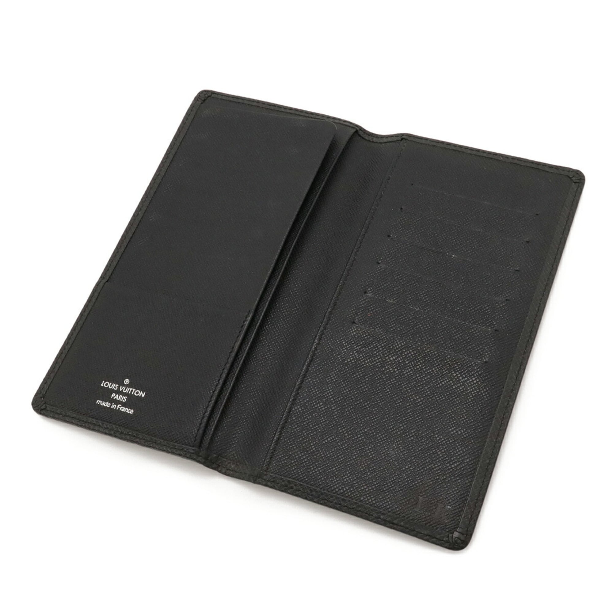 Louis Vuitton Ardoise Black Taiga Leather Leather Long Wallet (Bi-Fold) (Pre-Owned)