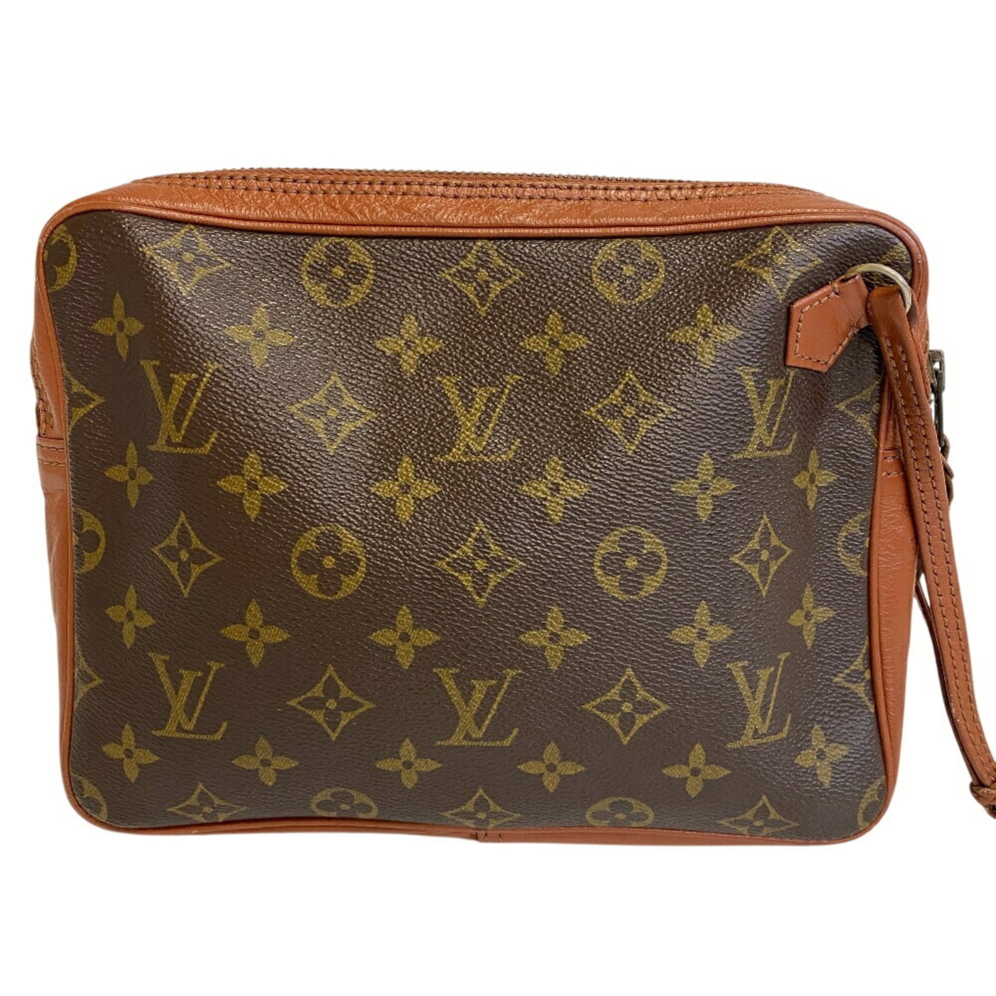 Louis Vuitton Brown Monogram Leather Clutch Bag (Pre-Owned)