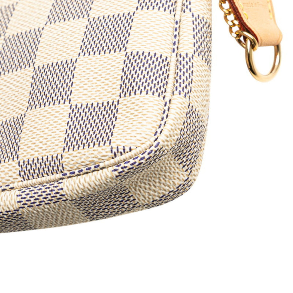 Louis Vuitton Damier Azur White Pvc Leather Handbag Pochette (Pre-Owned)