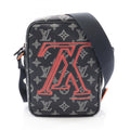 Louis Vuitton Navy Red Color White Coated Canvas Monogram Pvc Leather Shoulder Bag (Pre-Owned)